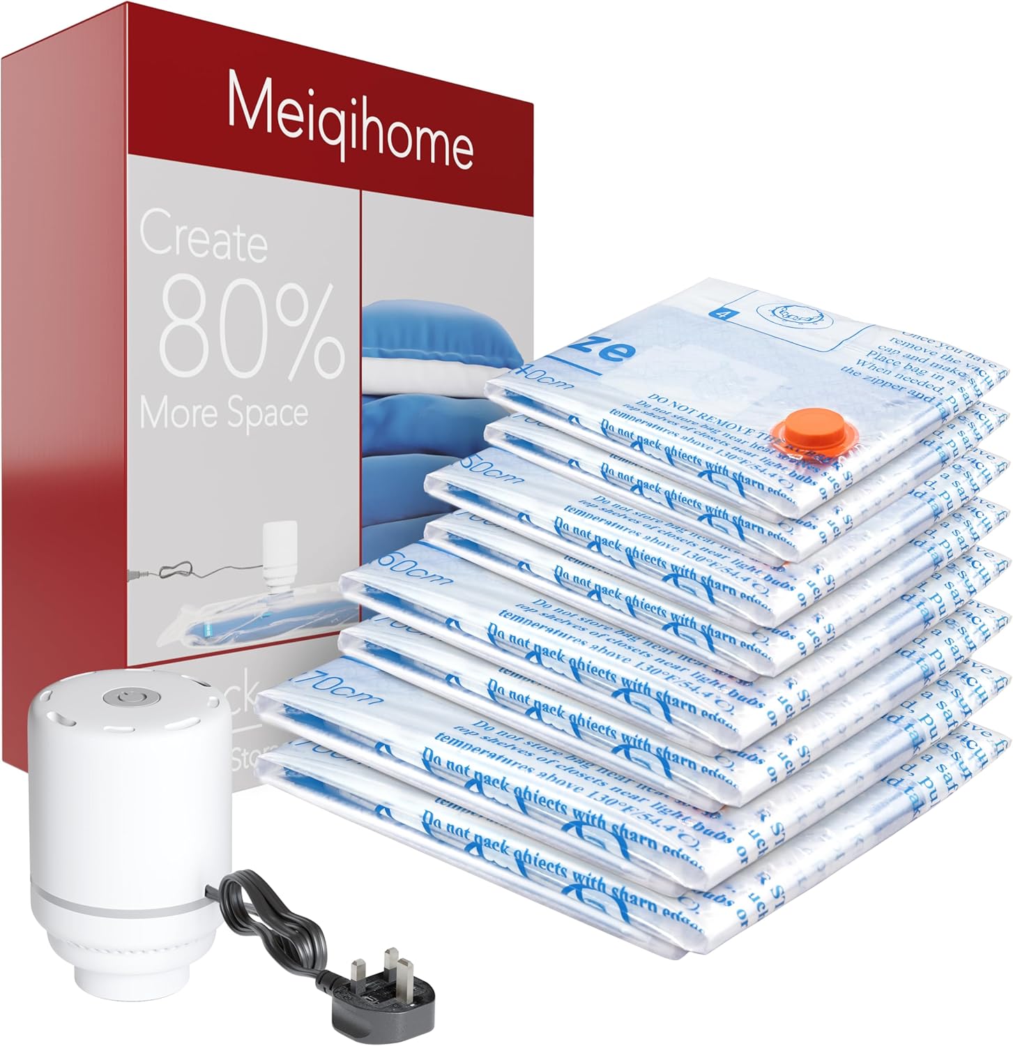 8 Pack Vacuum Storage Bags with Electric Air Pump，2 Jumbo,2 Large,2 Midium,2 Sm...