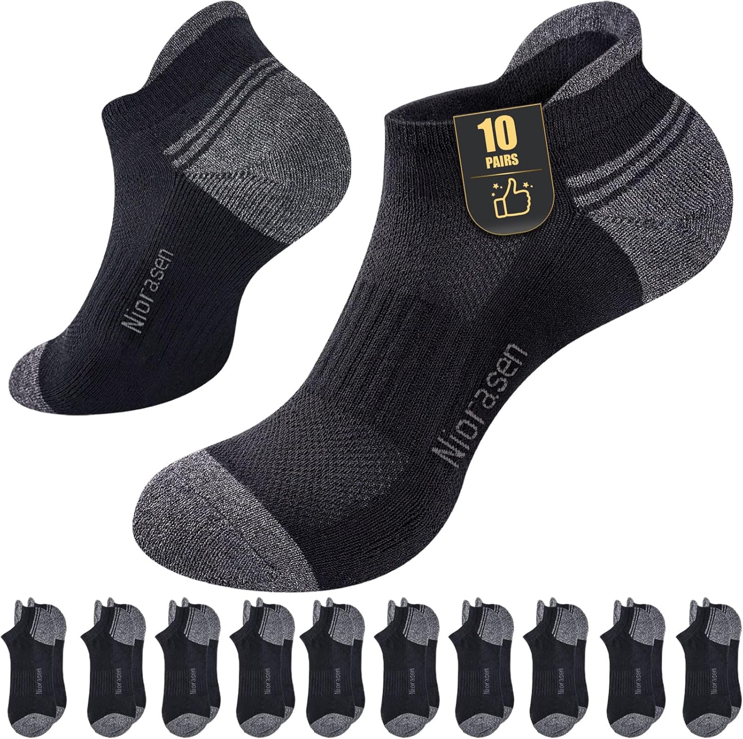 Niorasen Cushioned Trainer Socks, Special Breathable Running Socks for Men and W...
