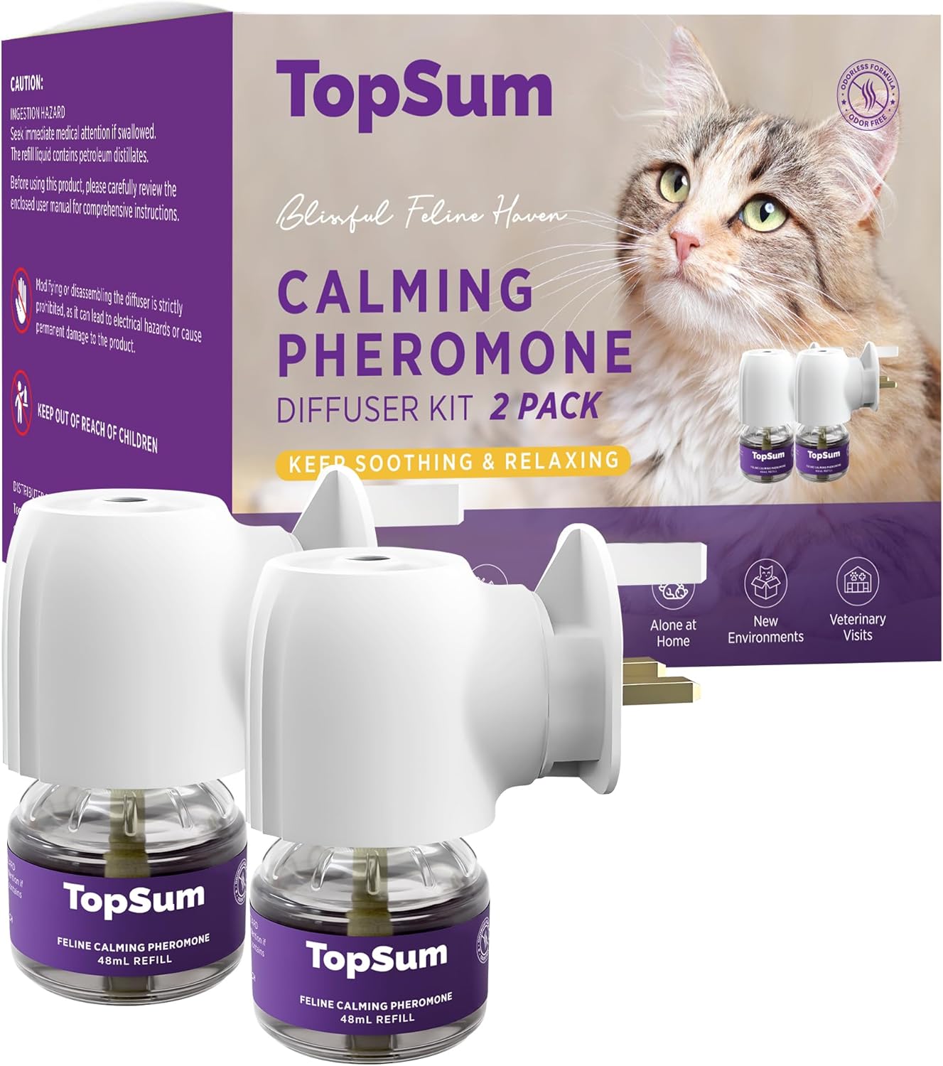 TopSum Cat Calming Plug-in: Premium Cat Pheromone Diffuser - Cat Plug In Calmer...