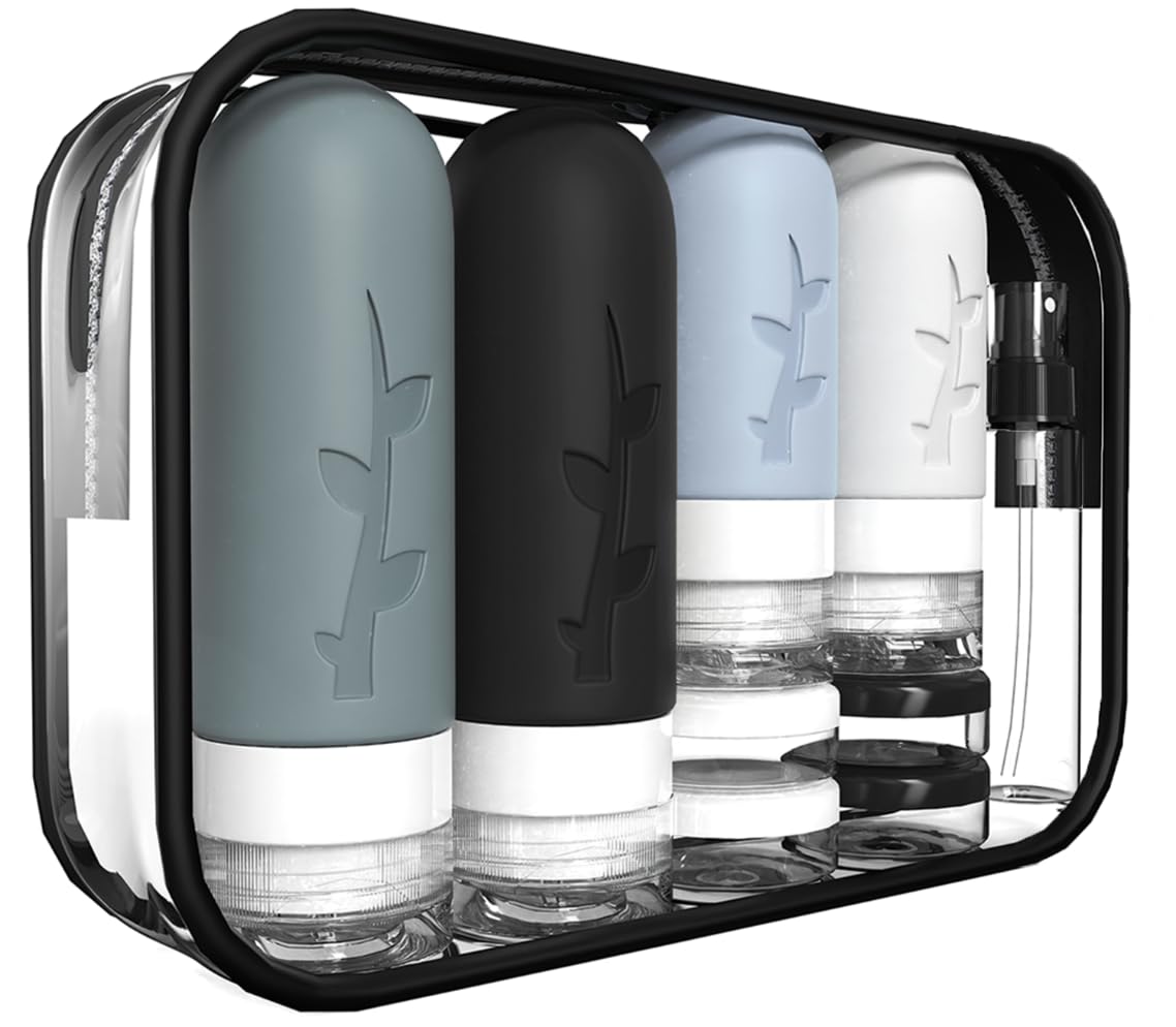 18pack Travel Bottles for Toiletries,TSA Approved Silicone Travel Containers for...