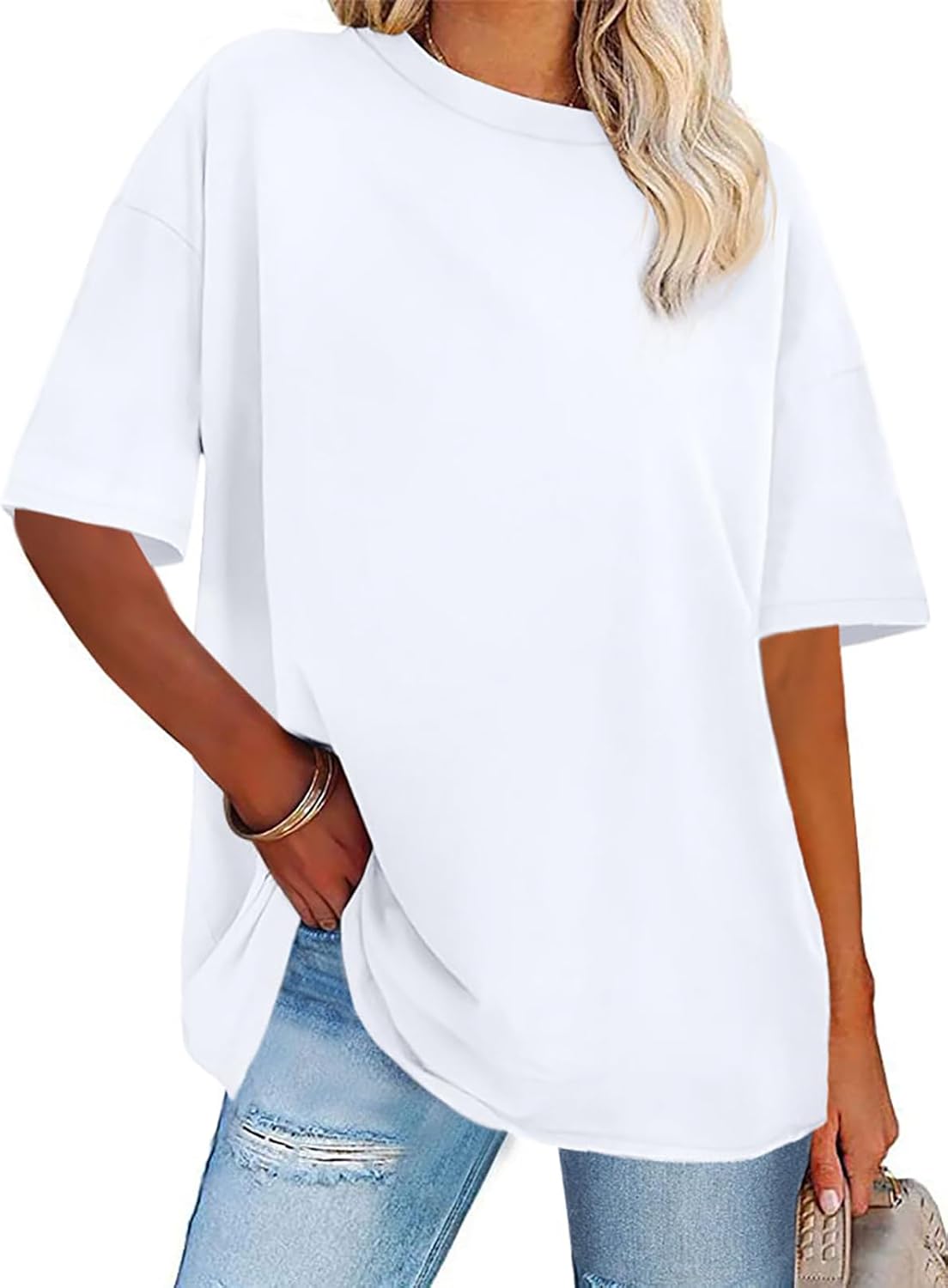 Trendy Womens Oversized Tshirt, Stylish Graphic Tees Crew Neck, Comfy Summer Sho...