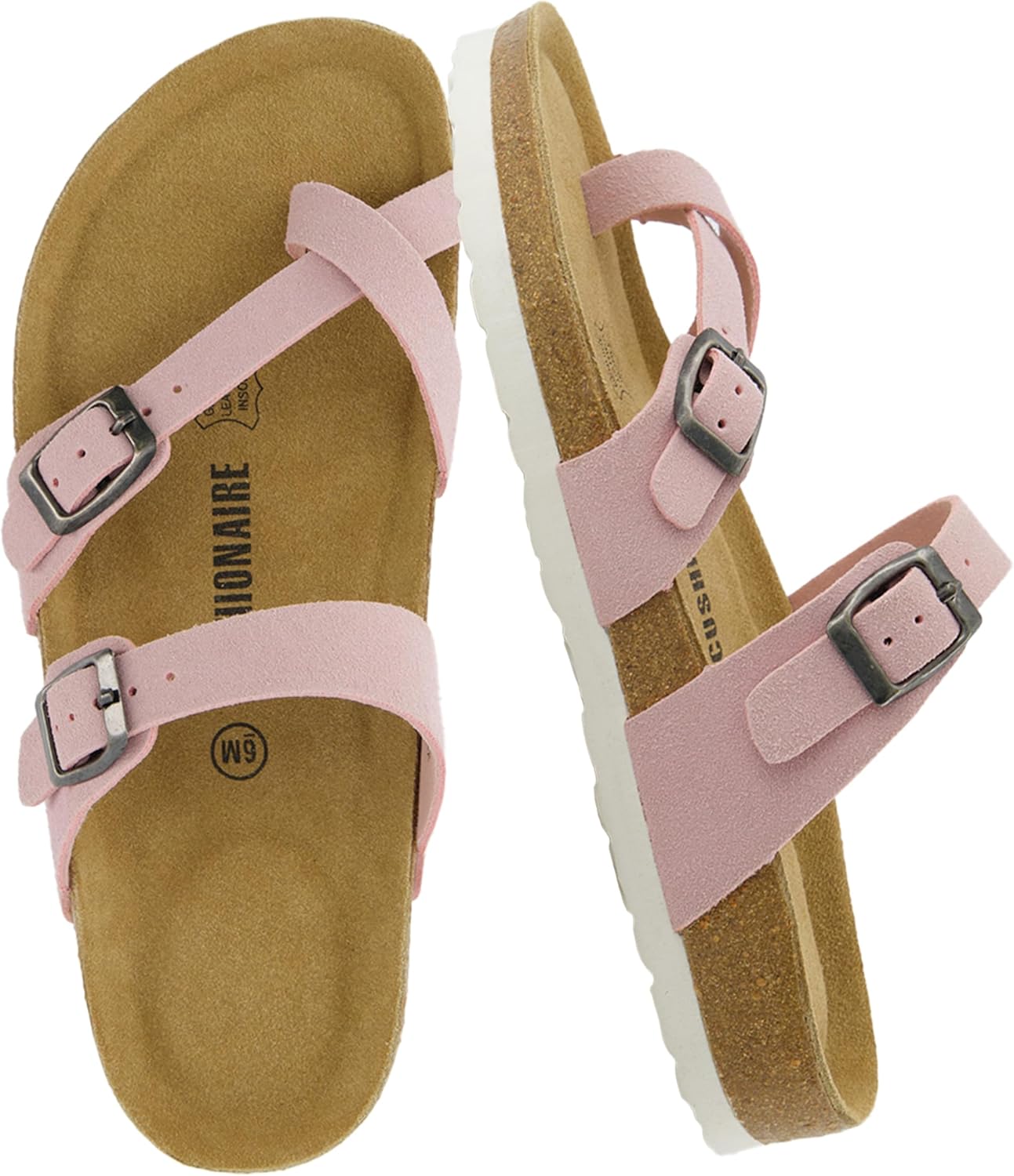 CUSHIONAIRE Women's Sandal, Special Cork Footbed Sandal with Comfort, High-Quali...