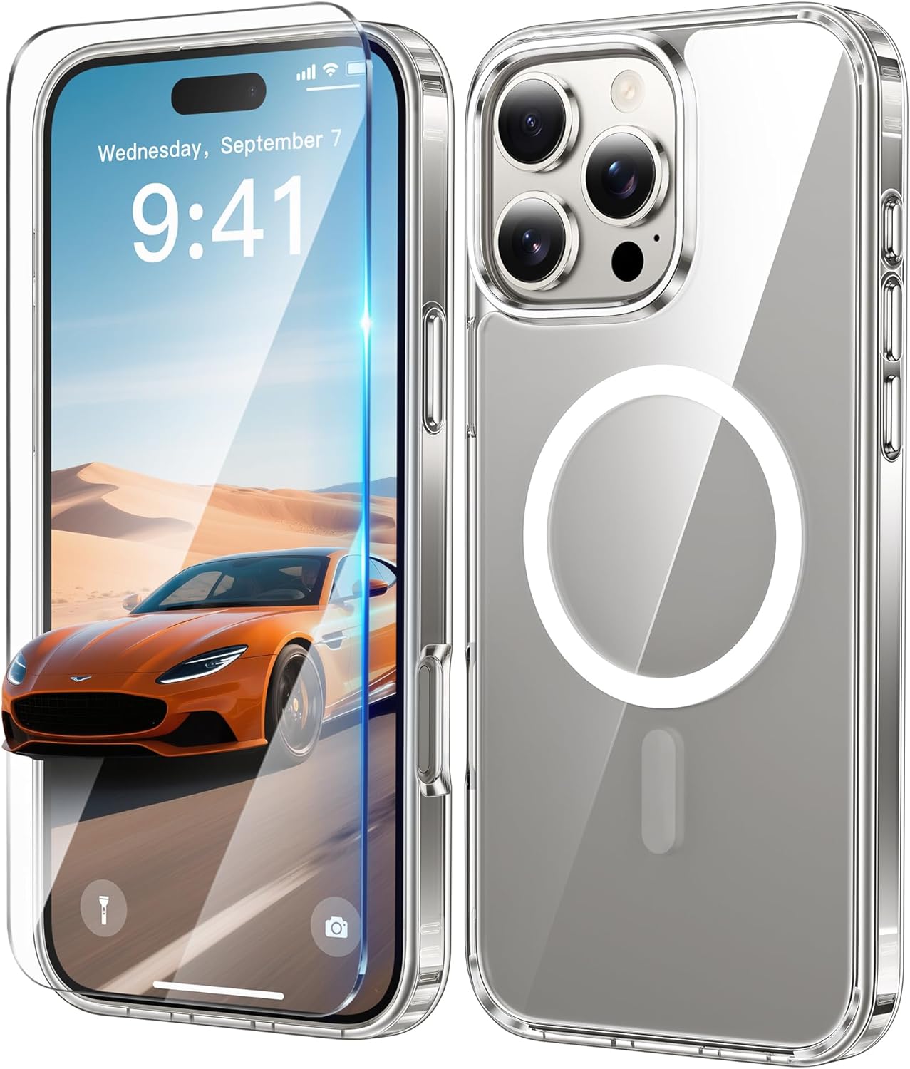 FNTCASE for iPhone 16 Pro Case: iPhone 16 Pro Phone Clear Case Magnetic Military...