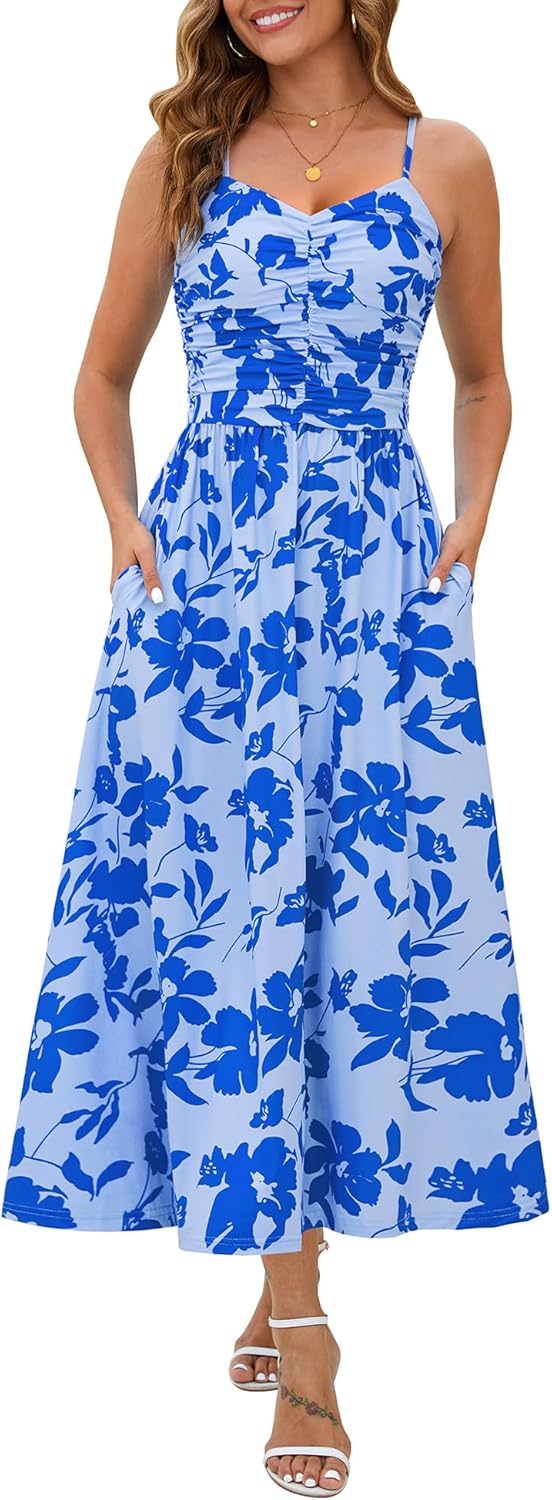 Stylish Annebouti Women 2025 Maxi Dress, Chic Summer Fall Ruched Dress with Adju...