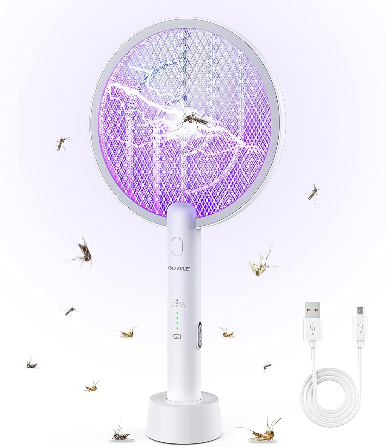 PALONE Electric Fly Swatter, Bug Zapper USB Fly Killer Rechargeable Fly Zapper R...