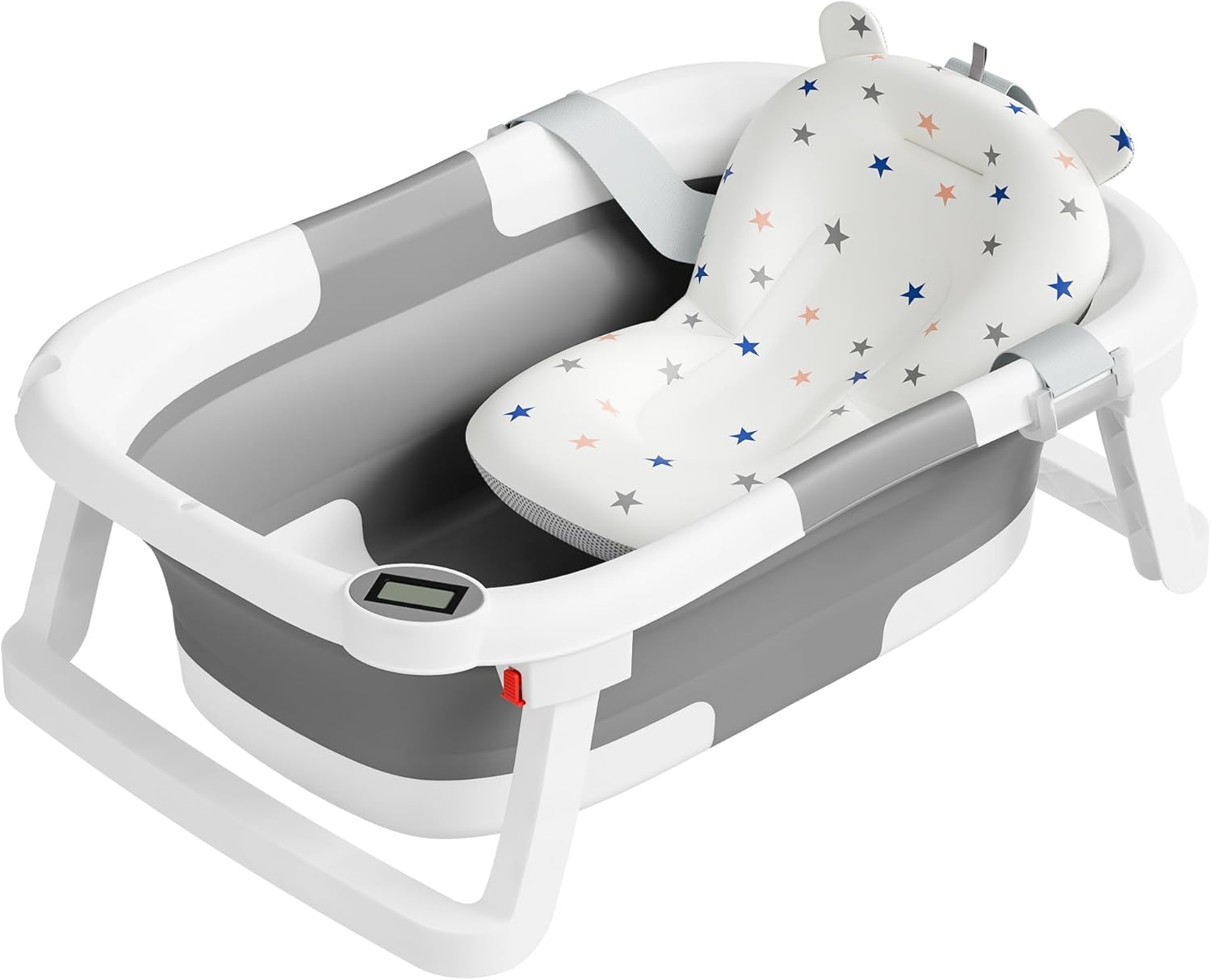Collapsible Baby Bathtub,Baby Bath Tub with Soft Cushion & Thermometer,Baby Bath...