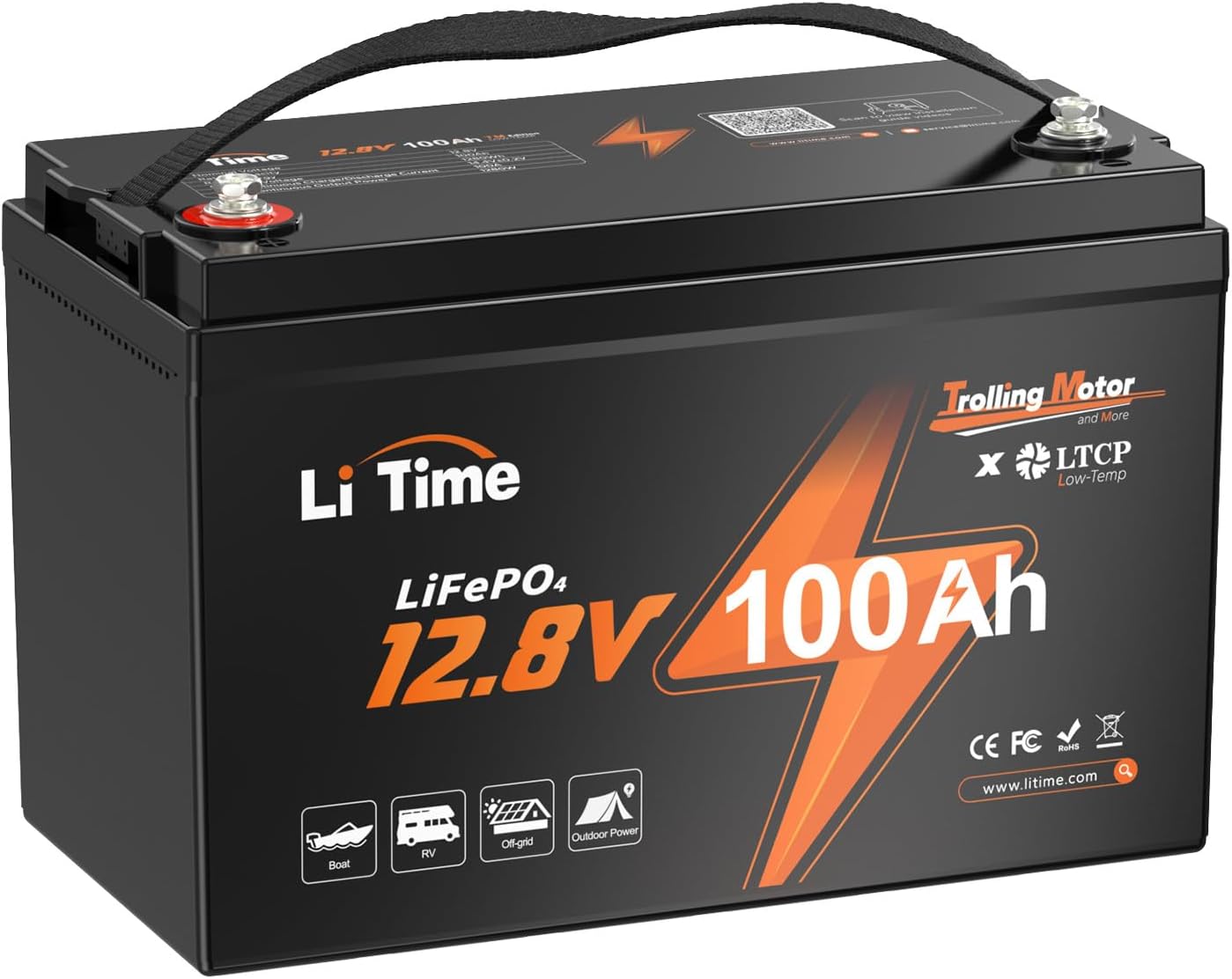 LiTime 12V 100Ah TM Low-Temp Protection LiFePO4 Battery Built-in 100A BMS, Group...