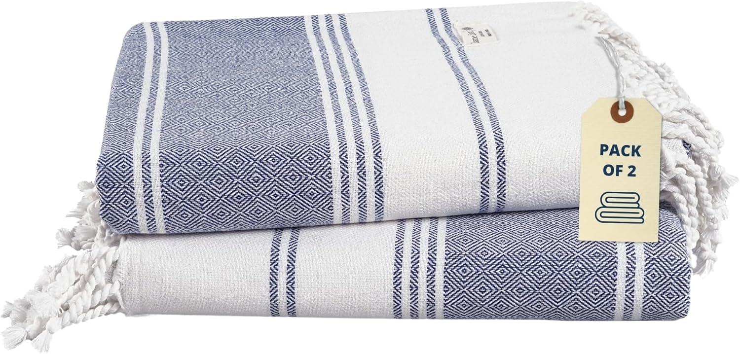 Premium LANE LINEN Beach Towels, Cotton Rich Oversized Towels, Enhanced Sandless...