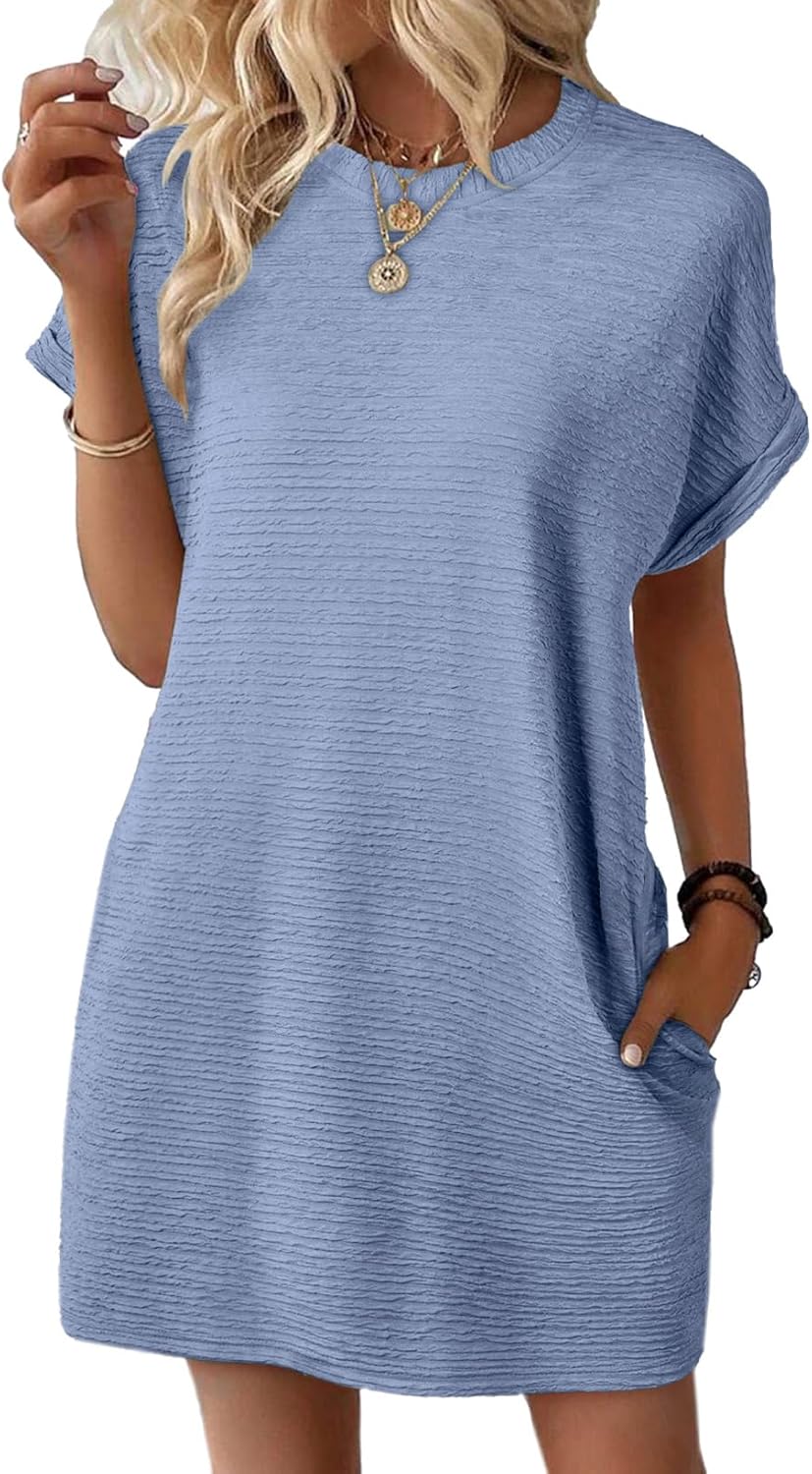 High-Quality EVALESS Womens Summer Dresses, Fashionable Short Sleeve Spring Mini...