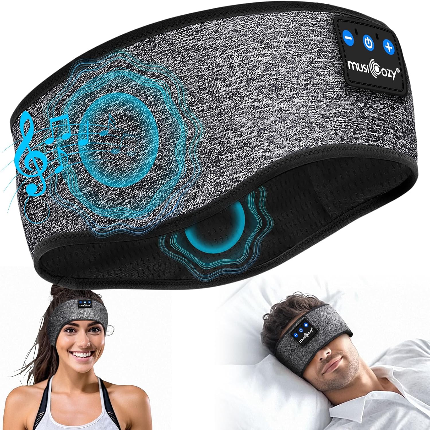MUSICOZY Sleep Headphones Headband Bluetooth Soft Headphones for Sleeping & Spor...