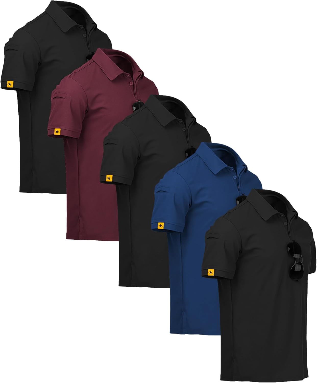 ZITY 5 Pack Mens Polo Shirt Short Sleeve Sports Golf Tennis T-Shirt Moisture-Wic...