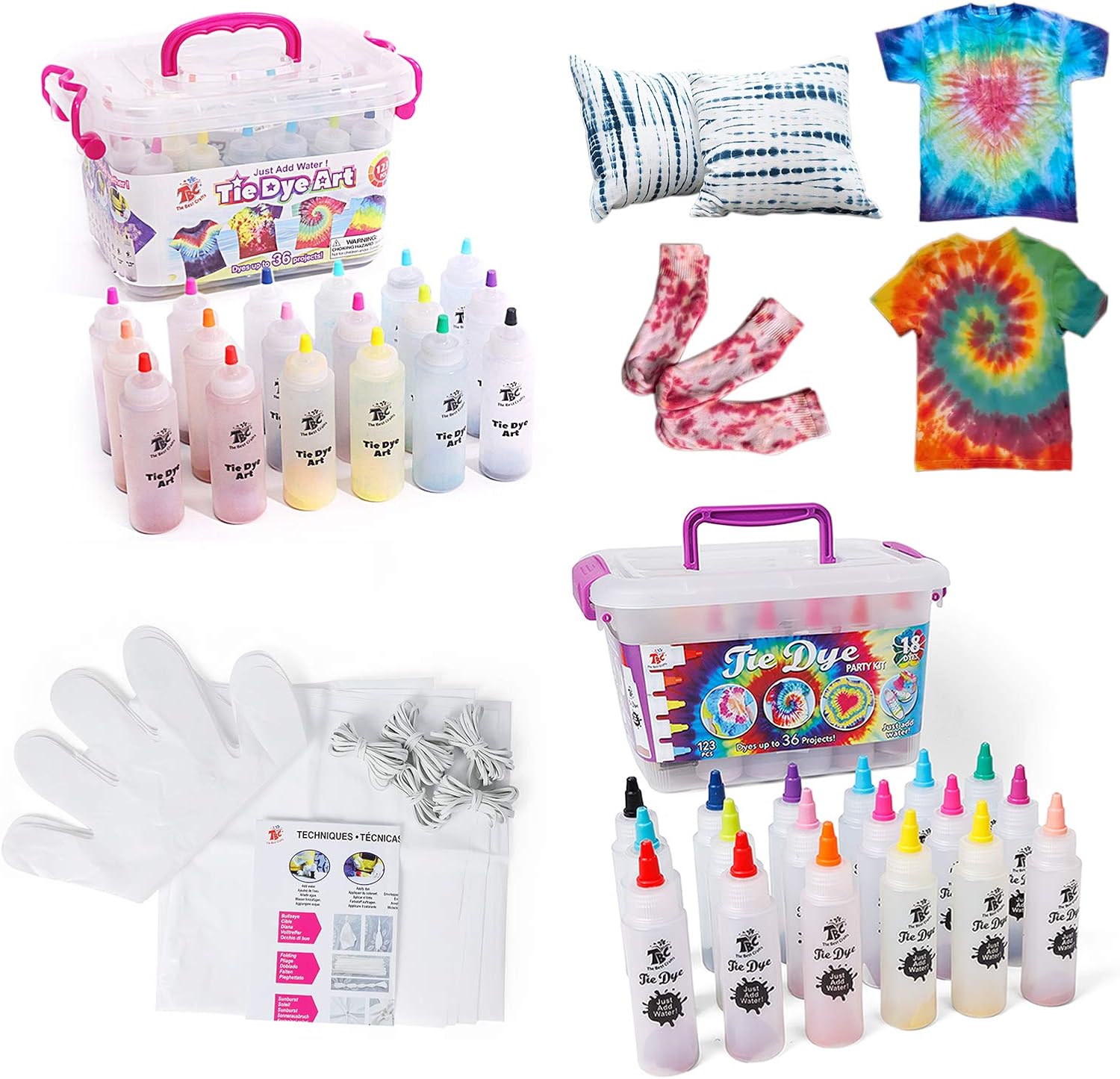 TBC The Best Crafts Tie-Dye Art Kit for Over 12 Kids to Play, Easy & Fun (18 Col...