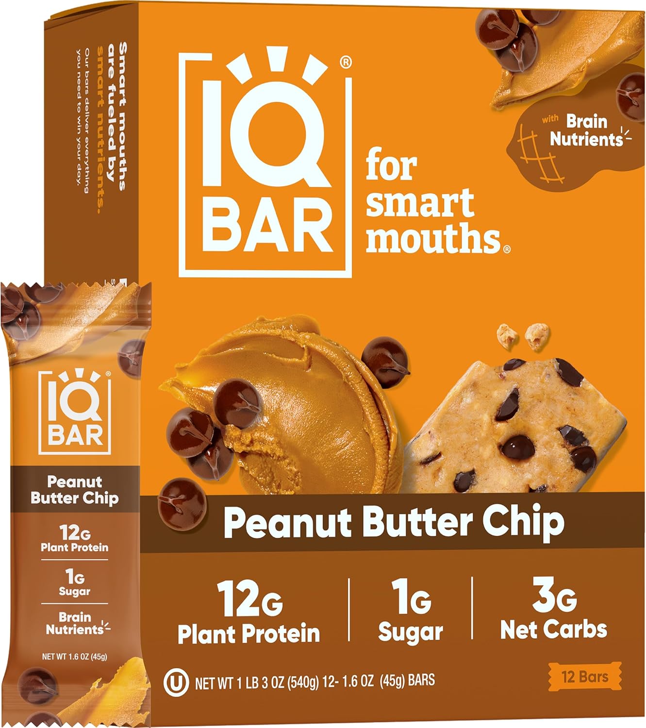 IQBAR Peanut Butter Chip, Special Keto Protein Bars, Gluten Free Low Carb Vegan...