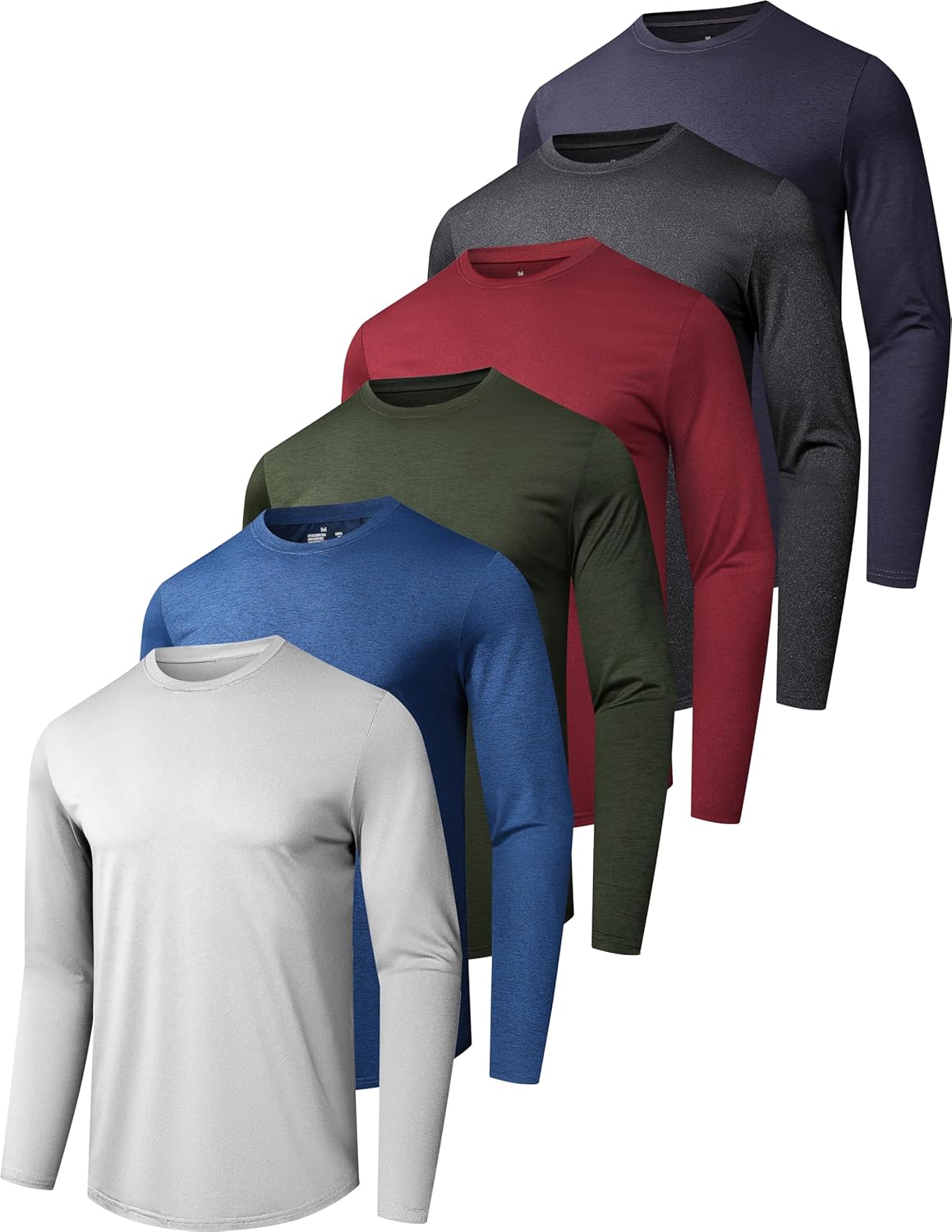6 Pack Men's Quick Dry Long Sleeve Shirts UPF 50+ UV Sun Protection SPF Shirt Mo...