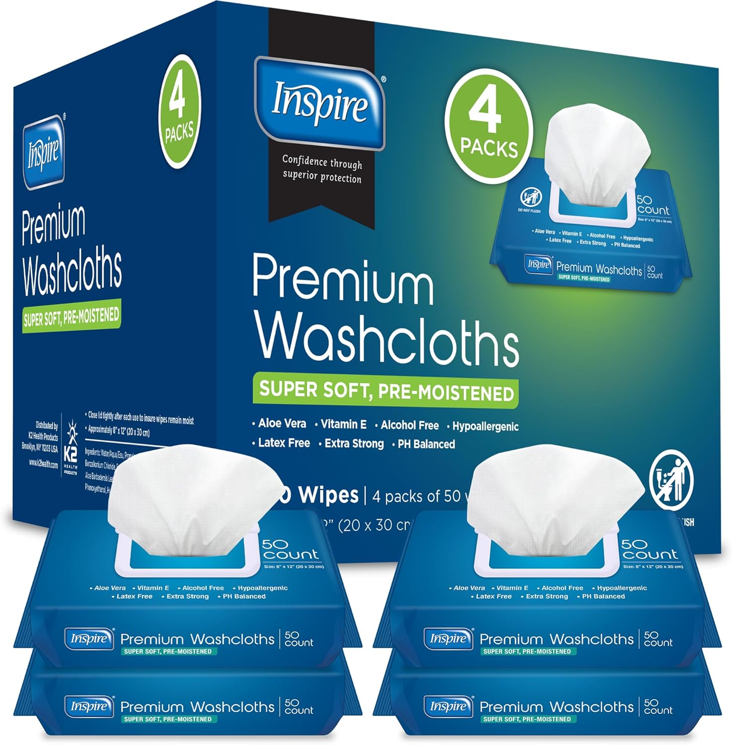 Inspire Adult Wet Wipes, Wash Cloths | Adult Wipes...