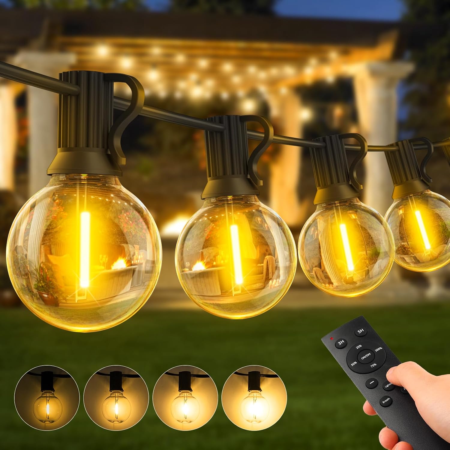 Outdoor String Lights 150ft Garden Festoon Light Mains Powered Shatterproof G40...