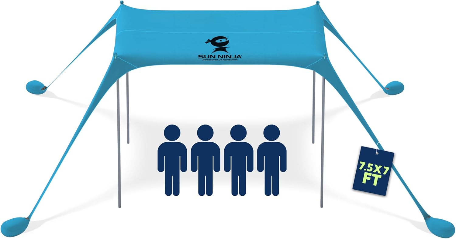 Ultimate SUN NINJA Beach Tent, Innovative Sun Shelter with UPF50 Protection, Eas...