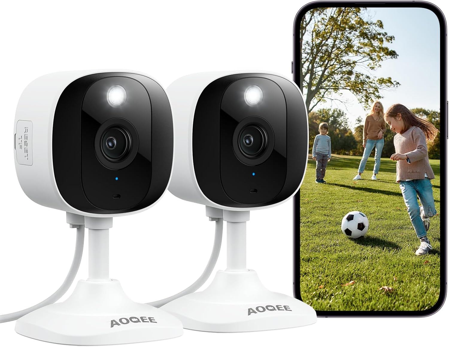 AOQEE Indoor Security Camera 2 Packs - 2K Pet Dog Camera for Baby Monitor, CCTV...