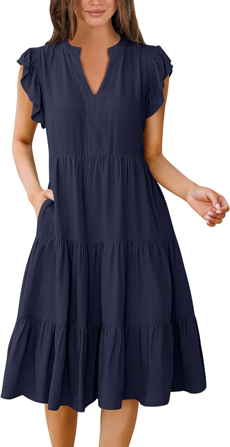 Chic ANRABESS Womens Summer Dress, Stylish Ruffle Sleeve Fashion Dress, Versatil...