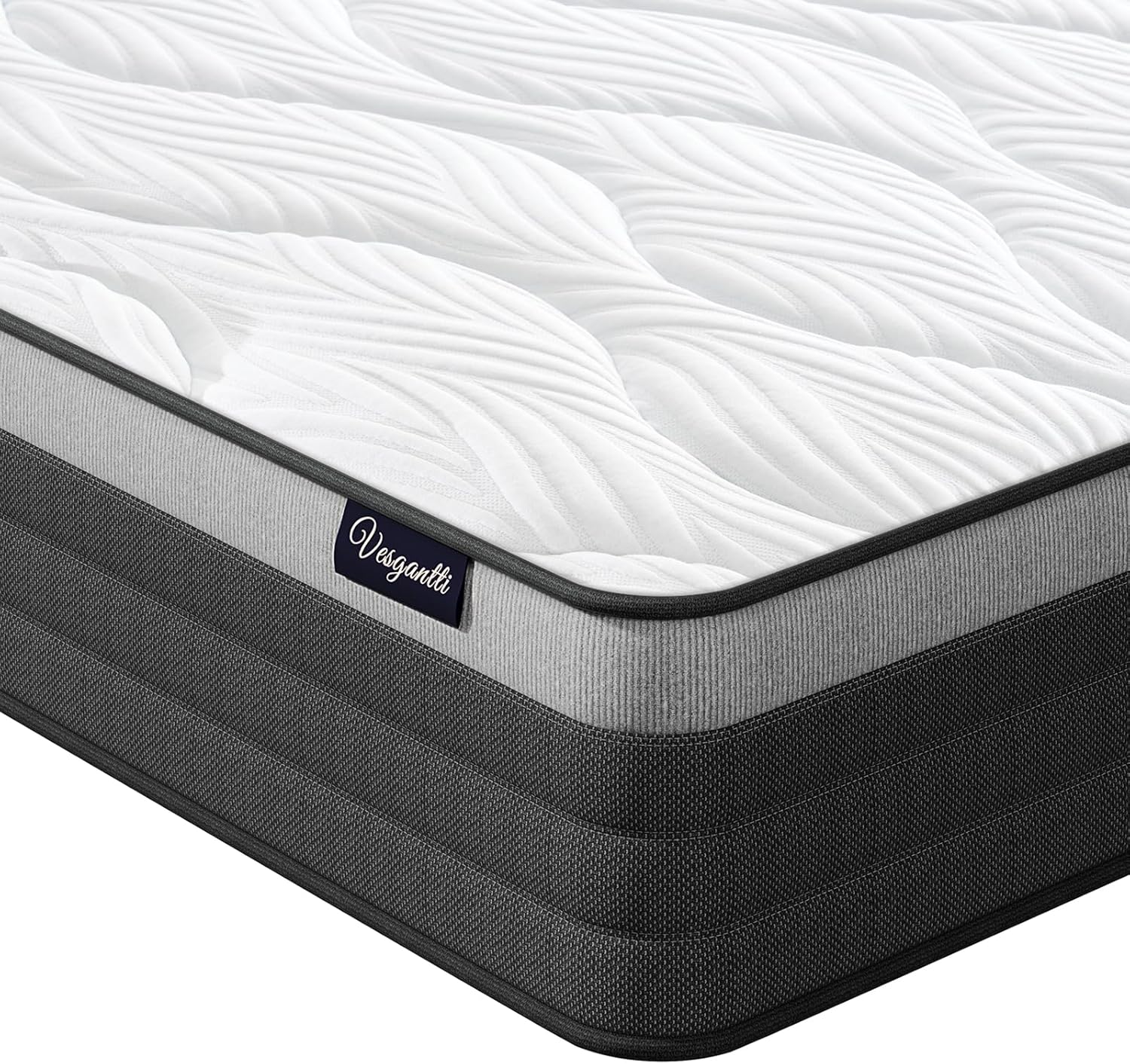 Vesgantti King Size Mattress, 10.2 Inch Hybrid Mattress 5FT with Individual Pock...