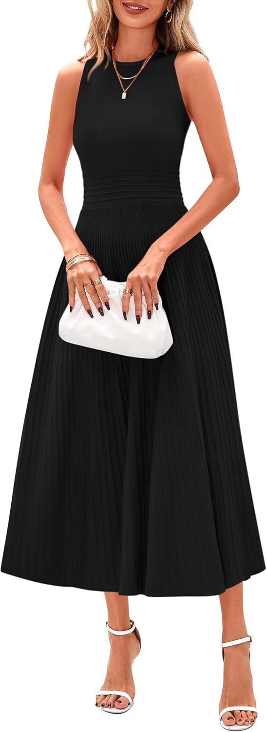 Stylish PRETTYGARDEN Spring Casual Dresses, Trendy Summer Business Work Midi Sle...