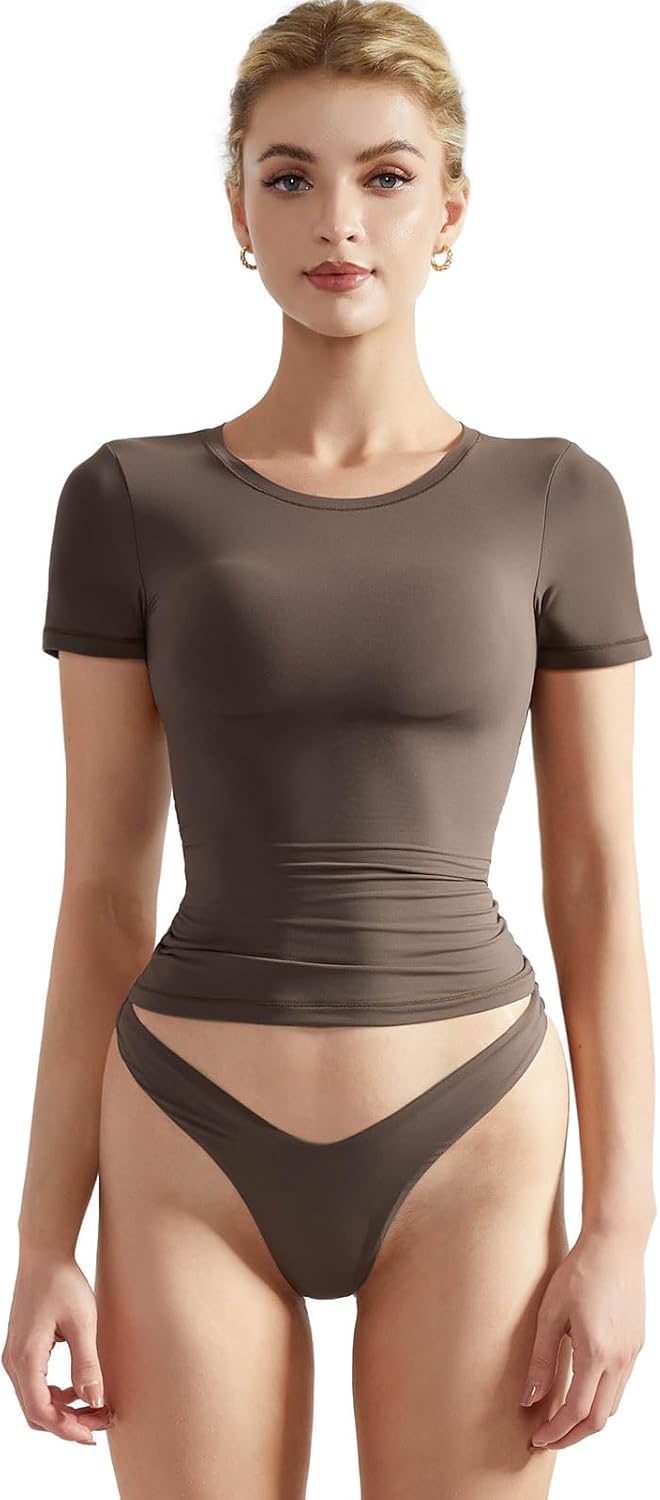 SUUKSESS Women Tee, Special Double Lined Fitted Basic Crop Top, Unique Y2K Style...