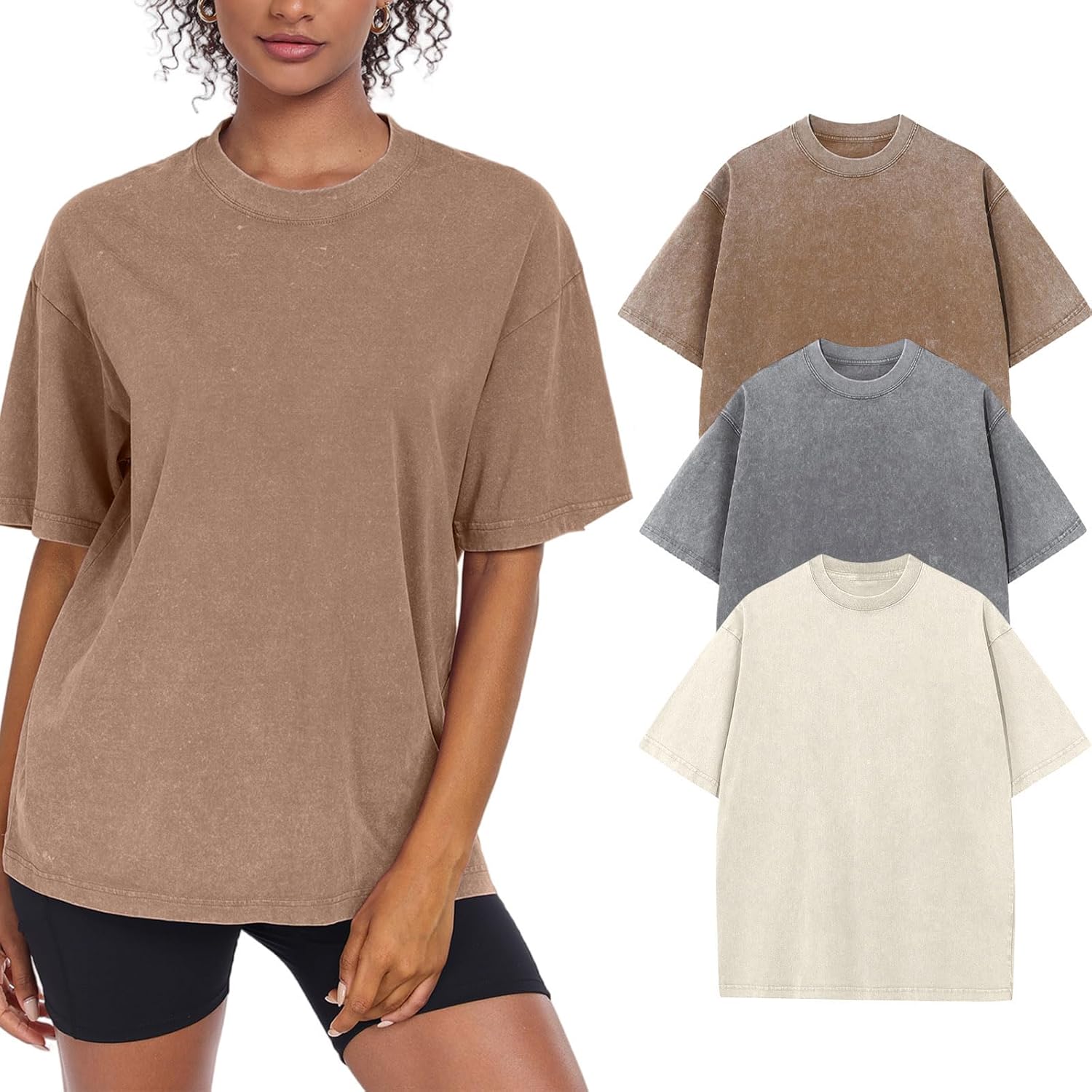 Womens Washed Vintage T-Shirt, Special Oversized Baggy Streetwear, High-Quality...
