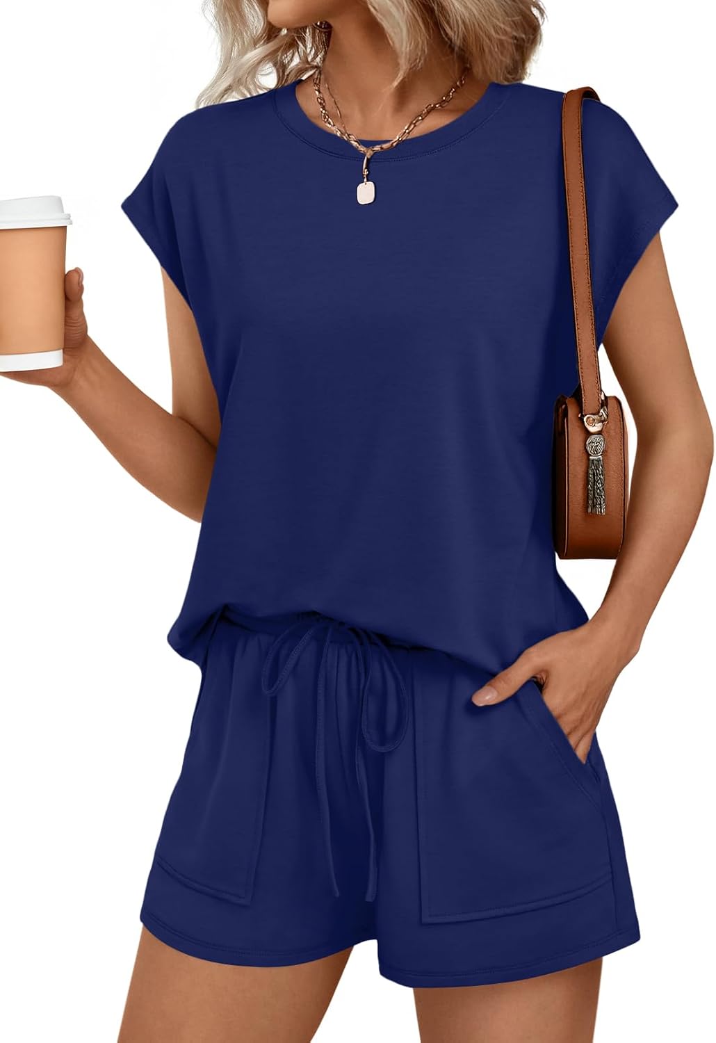 Stylish AUTOMET Womens Crew Neck Two Piece Short Sets, Special Summer Sweatsuit...
