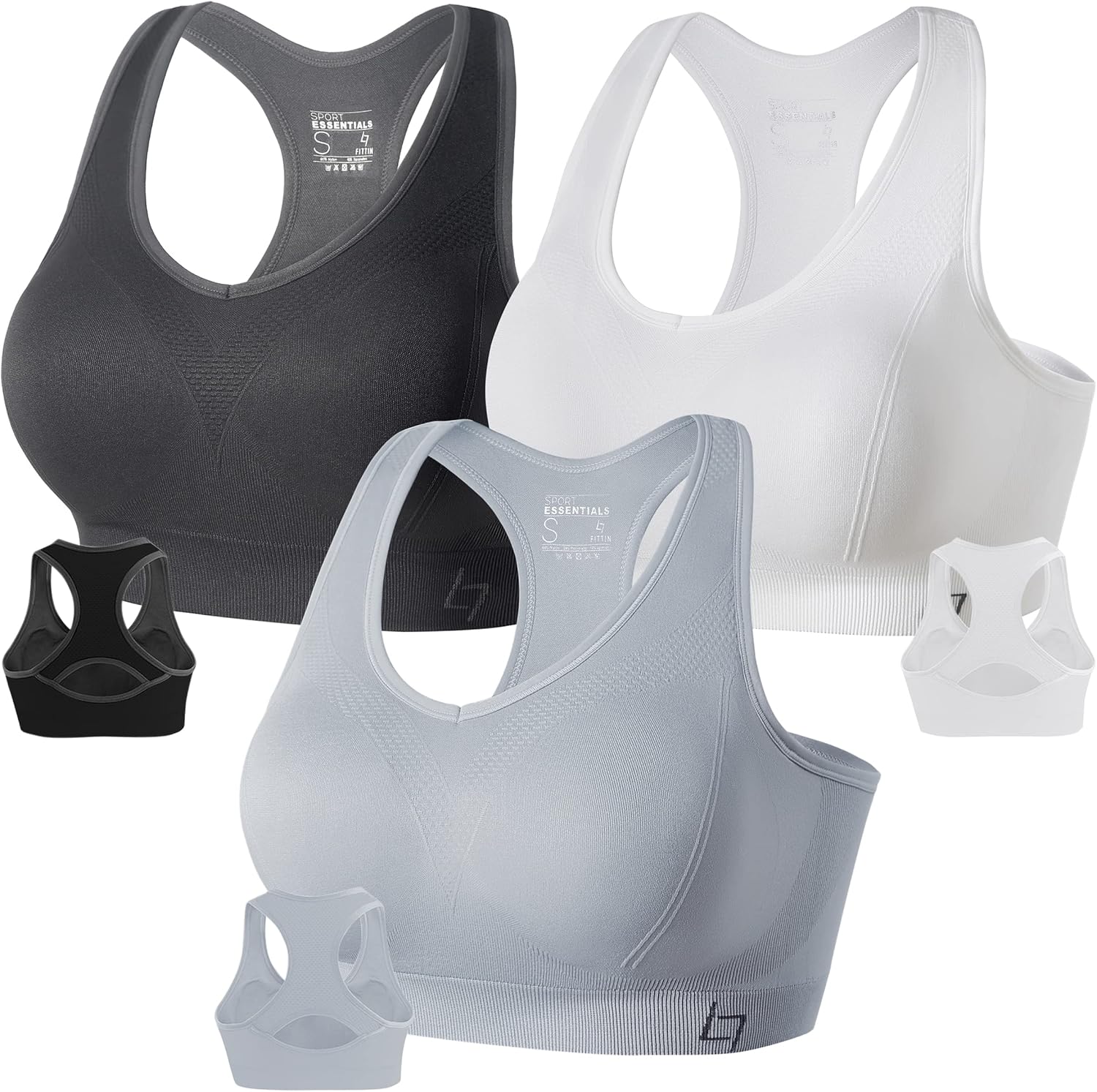 FITTIN Racerback Sports Bras for Women - Padded Se...