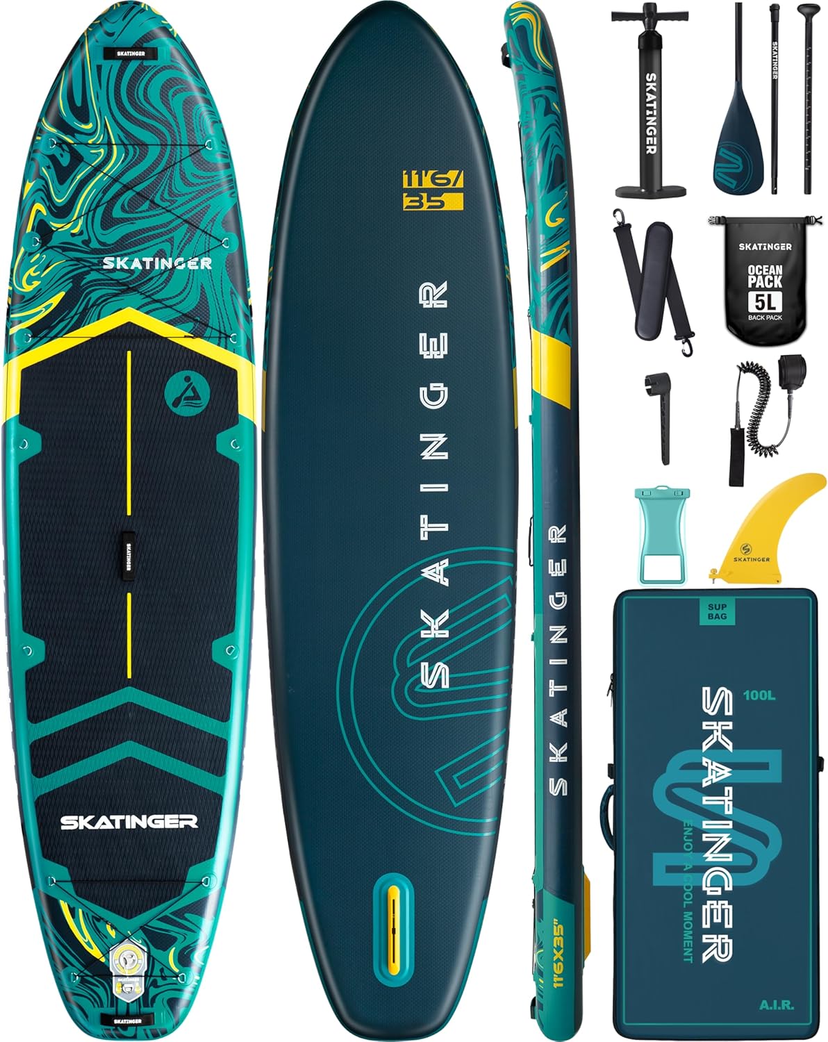 11'6×35" Super Wide Inflatable Paddle Board, Ultra Stable Stand Up Paddleboards...