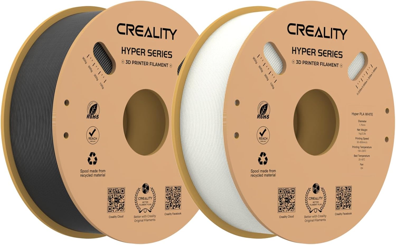Creality Hyper PLA Filament Bundle 1.75mm 2KG for K1 Max/Ender 3 V3 SE/KE, 3D Pr...