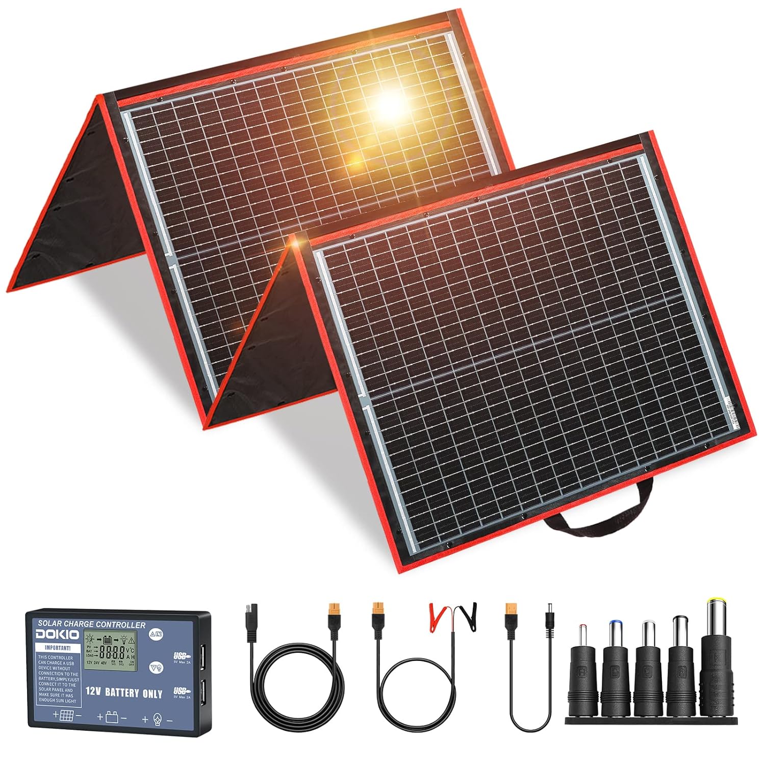 DOKIO 160W 18V Solar Panel Kit Monocrystalline Portable Flexible Folding Include...