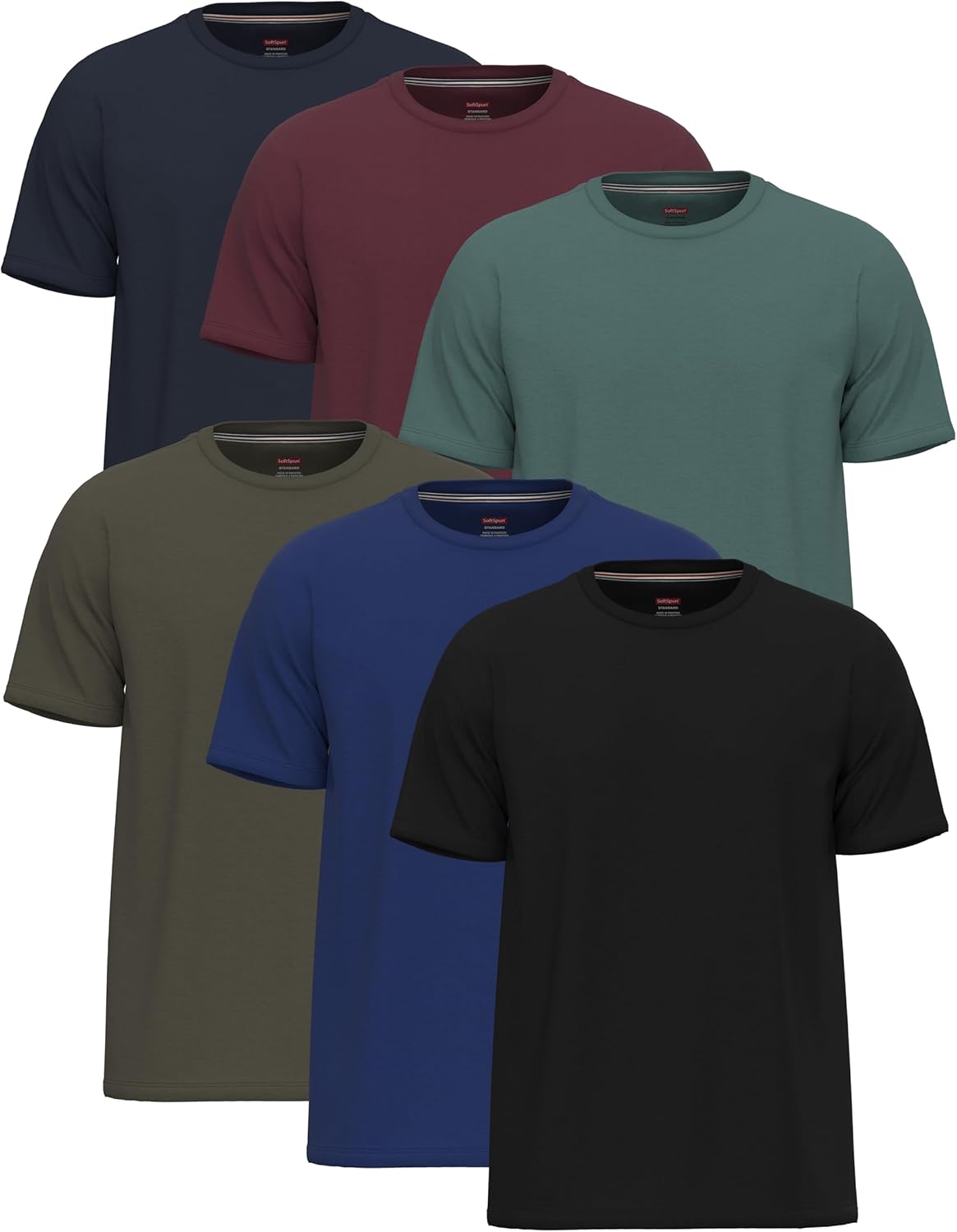 6 Pack T Shirts for Men UK 100% Cotton Tshirts | Premium Plain Crew Neck Mens T...