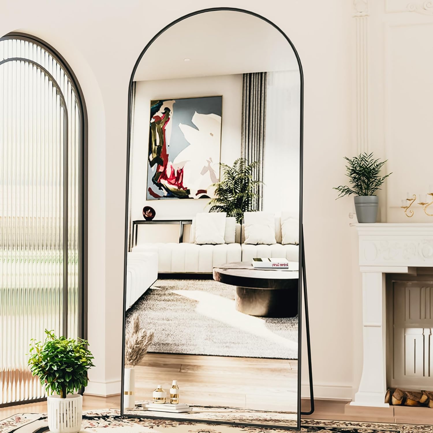Antok Arched Full Length Mirror, 76"x34" Arched Floor Mirror, Glassless Mirror F...