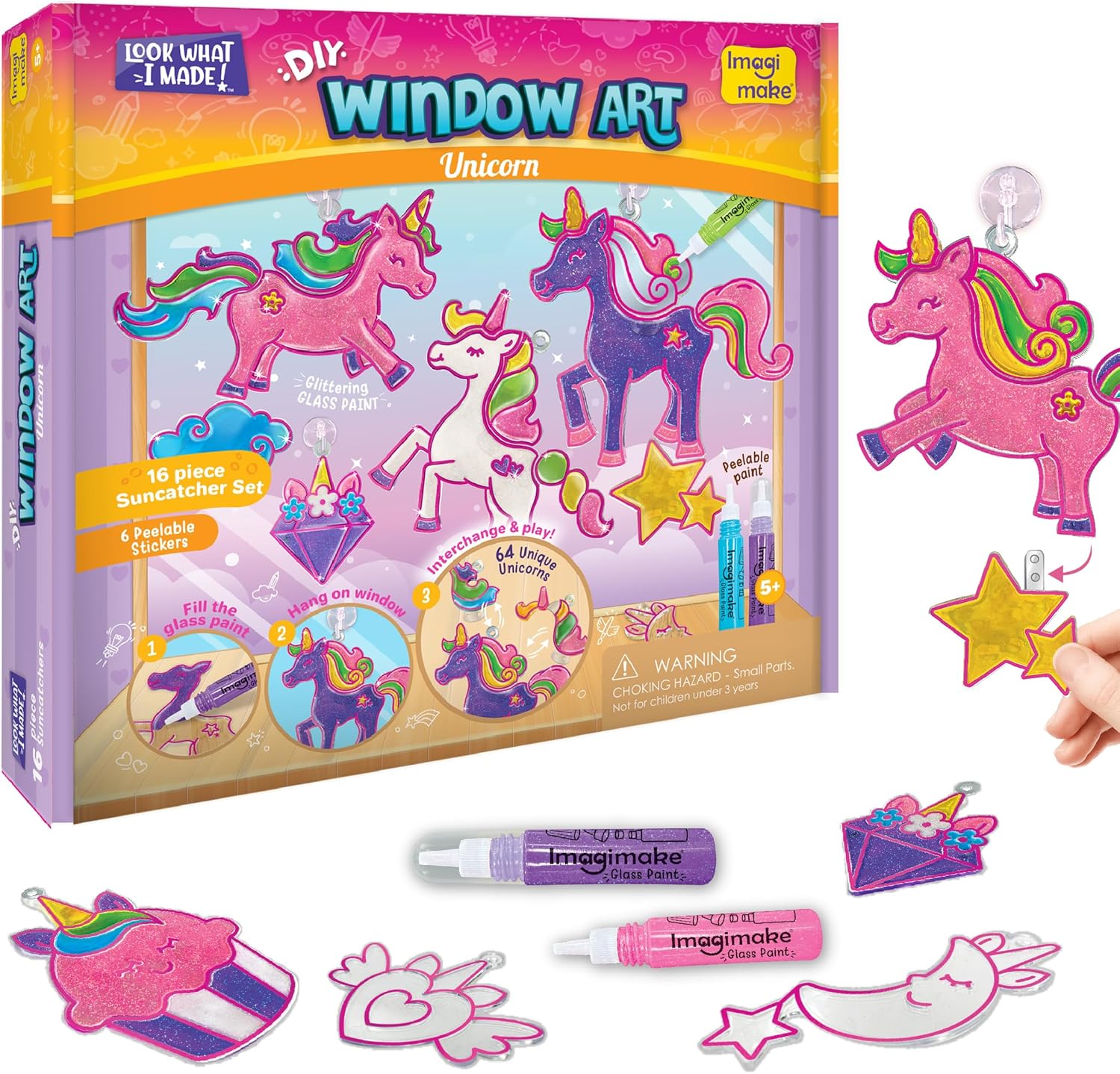 Imagimake Window Art Unicorn | Craft Kits for Kids | 16-Piece Glass Painting Set...