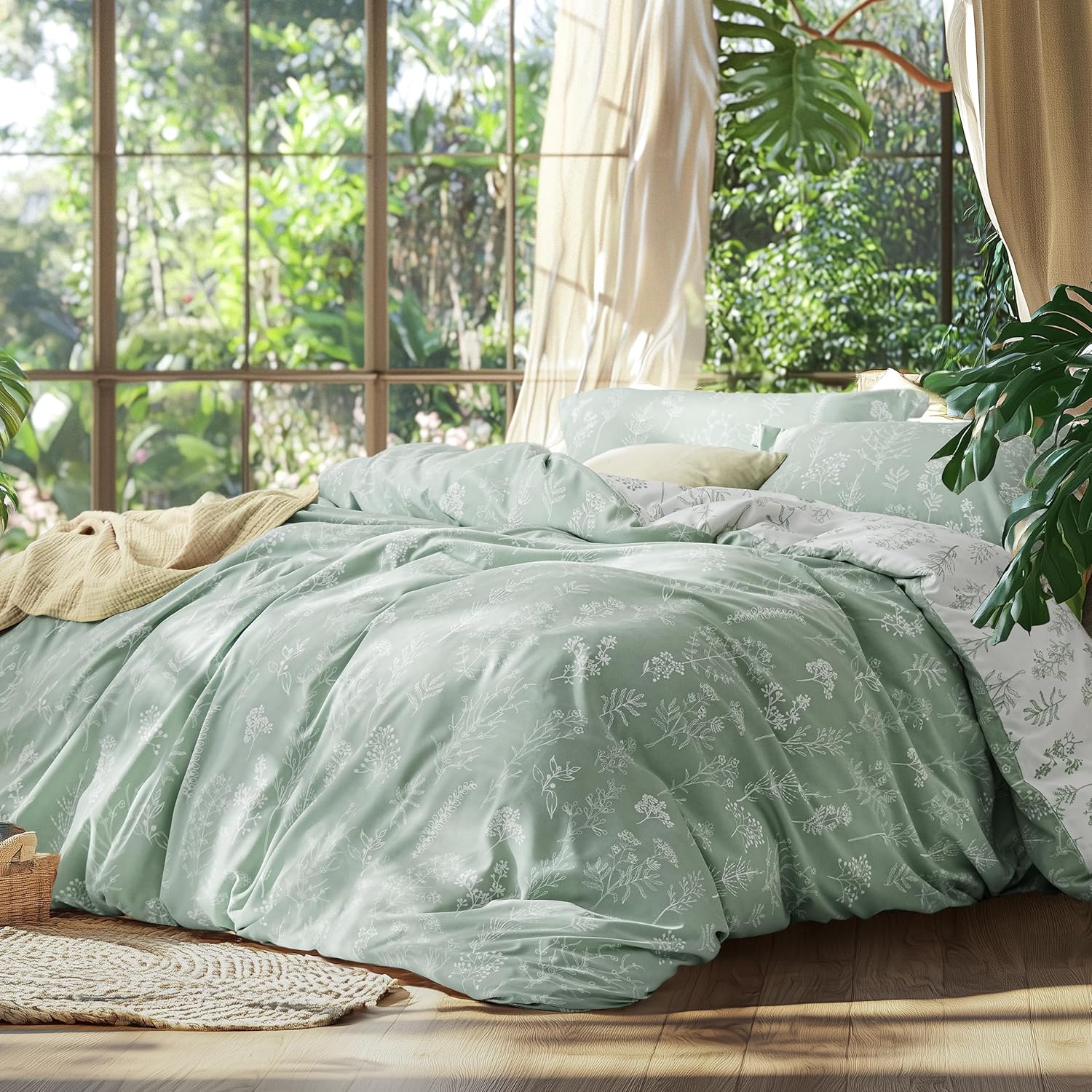 Bedsure California King Comforter Set, Special Sage Green Bed Set, Innovative 3...