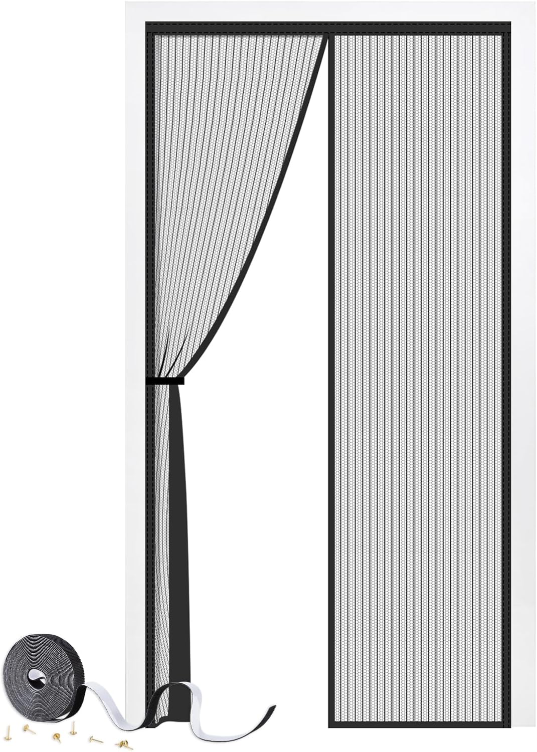 Magnetic Door Screen 90 x 210 cm, SMALUCK Heavy Duty Fly Door Screen Mesh with P...