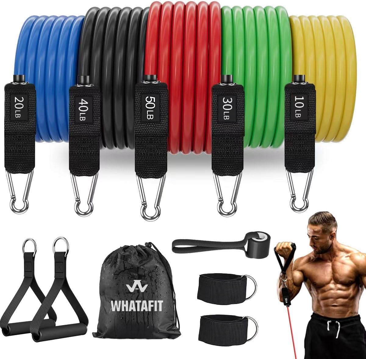 WHATAFIT Resistance Bands, Exercise Bands，Resistance Bands for Working Out, Wor...