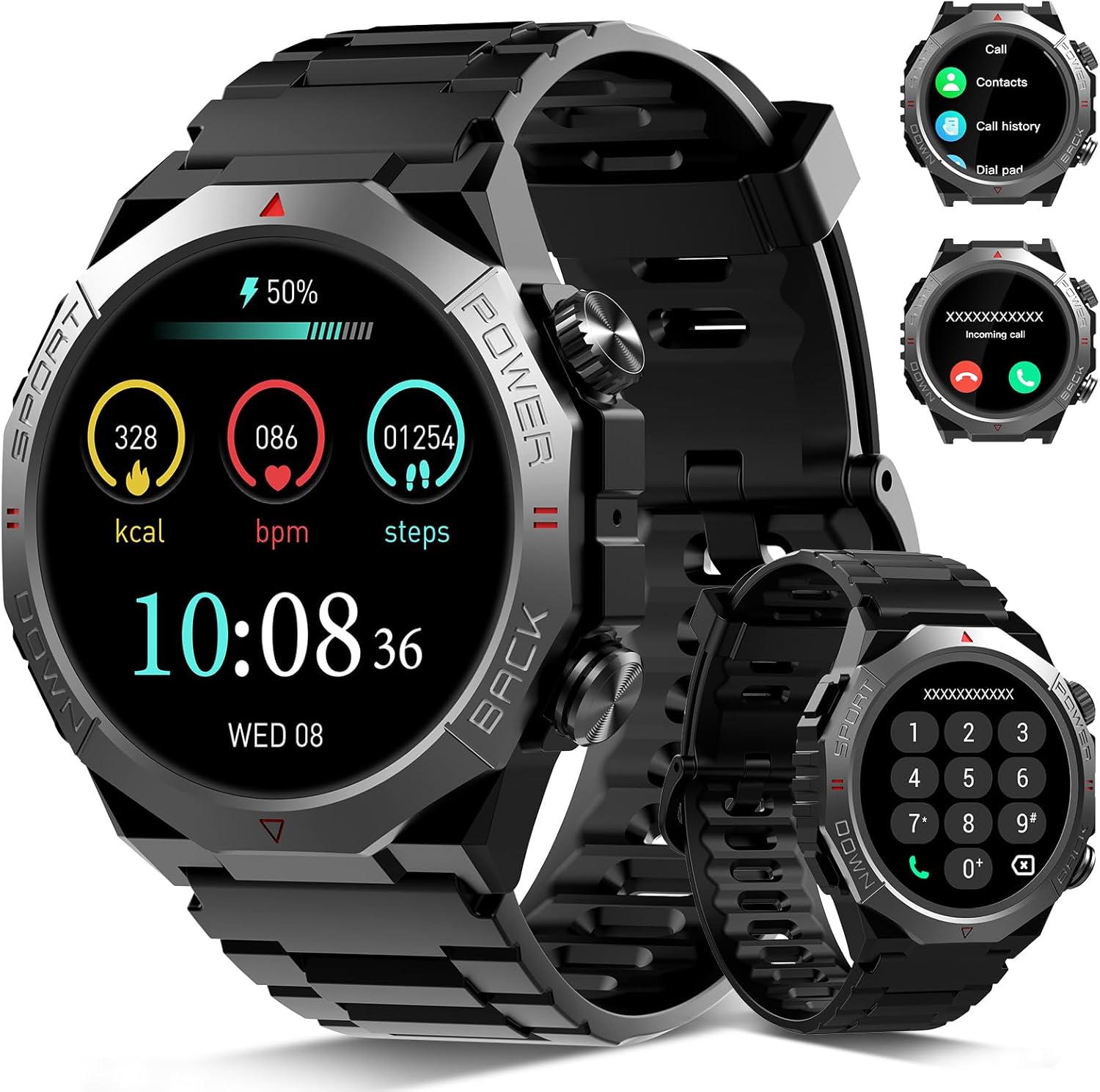 Qecnato Military Smart Watch for Men, Outdoor Smar...