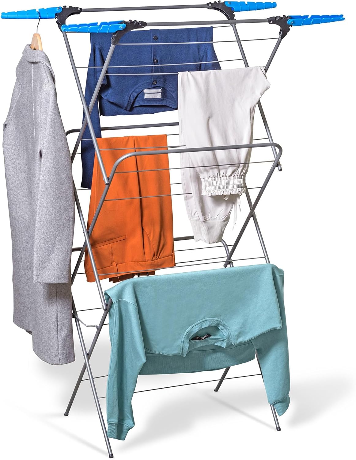 CUQOO 3 Tier Clothes Airer – Foldable Indoor & Outdoor Drying Rack with 28 Bars...