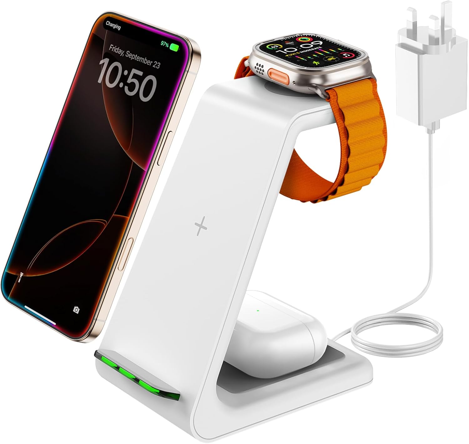 GEEKERA Wireless Charger, 3 in 1 Wireless Charging Station for iPhone 16/15/14/1...