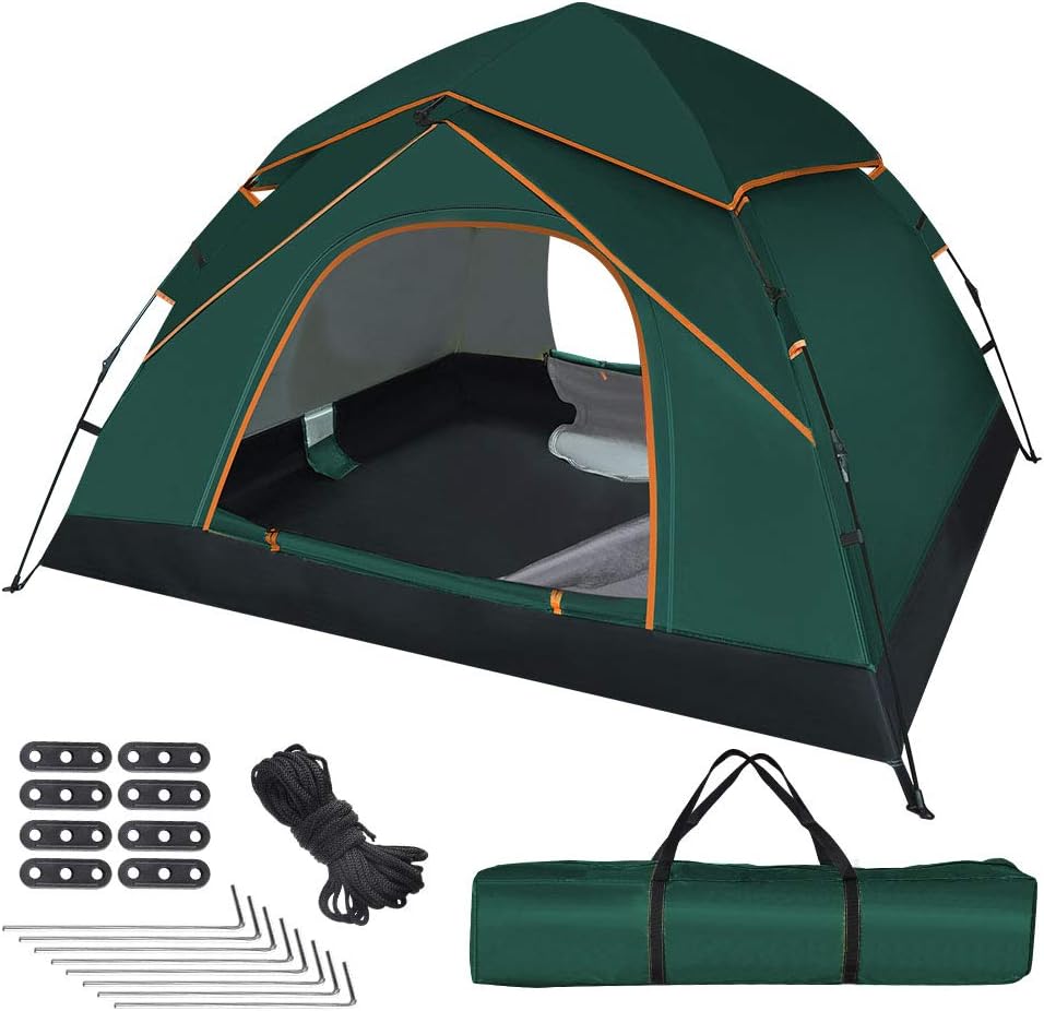 GEEDIAR Automatic Pop Up Tent for 3-4 Person,Upgraded Camping Tent Waterproof &...