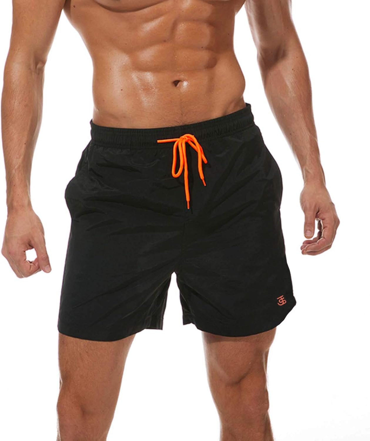 JustSun Mens Swim Shorts Waterproof Quick Dry Beach Shorts with Mesh Lining M Bl...