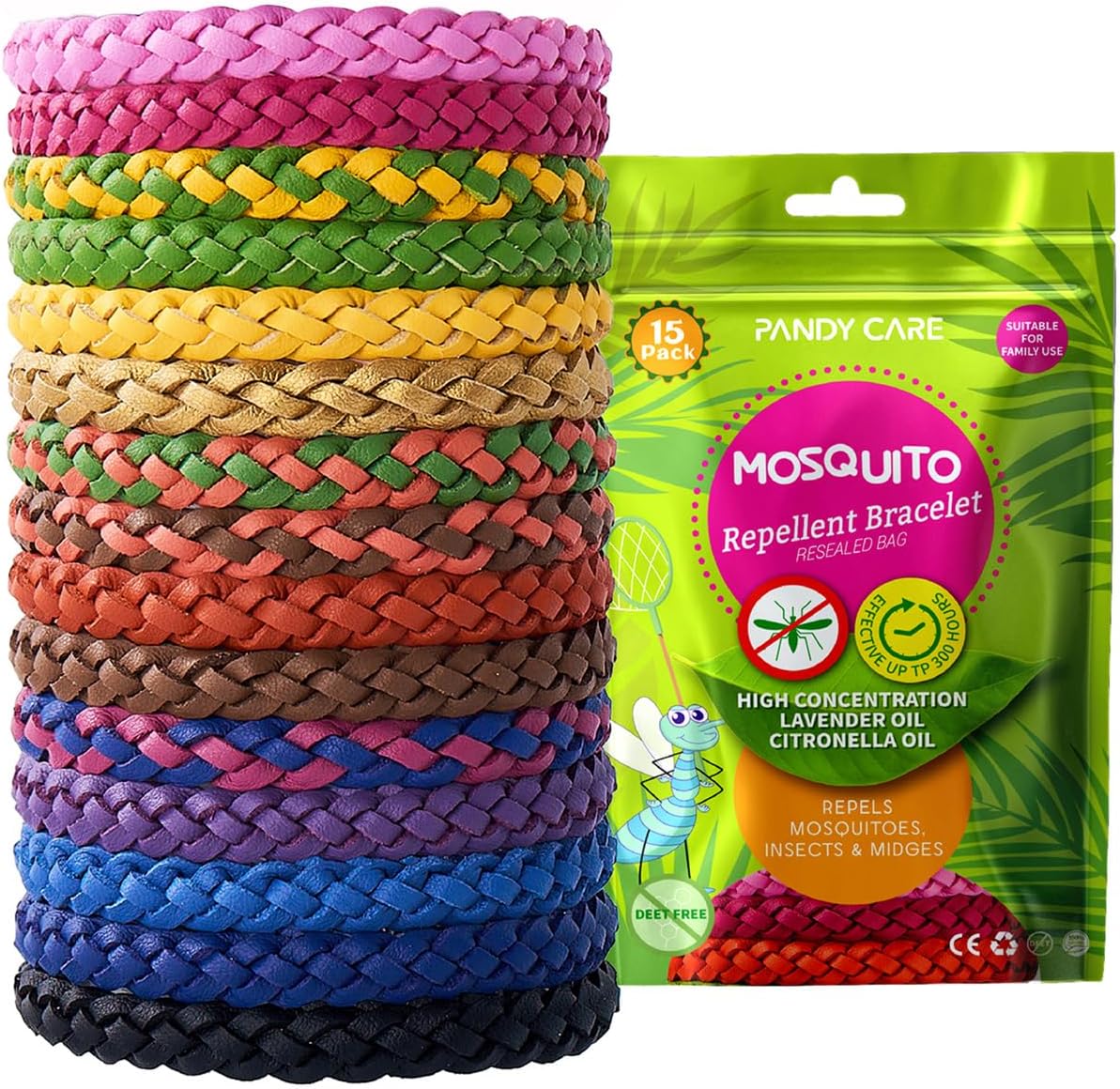 Mosquito Repellent Bracelet 15 Pack, PandyCare Mosquito Bands for Adults, Kids &...