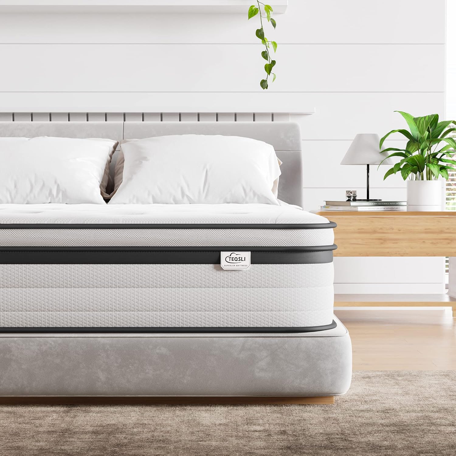 TeQsli King Size Gel Memory Foam Pocket Sprung Mattress - 10.6 Inch Orthopedic,...