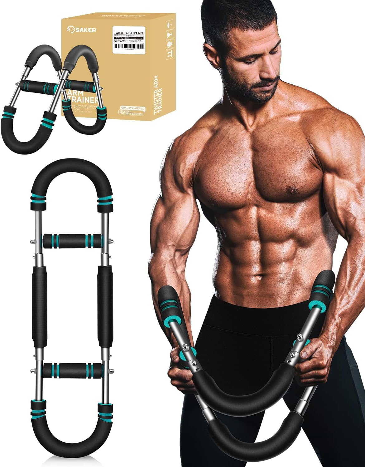 Saker Twister Arm Trainer, Adjustable Forearm Strengthener, Arm Exercise Equipme...