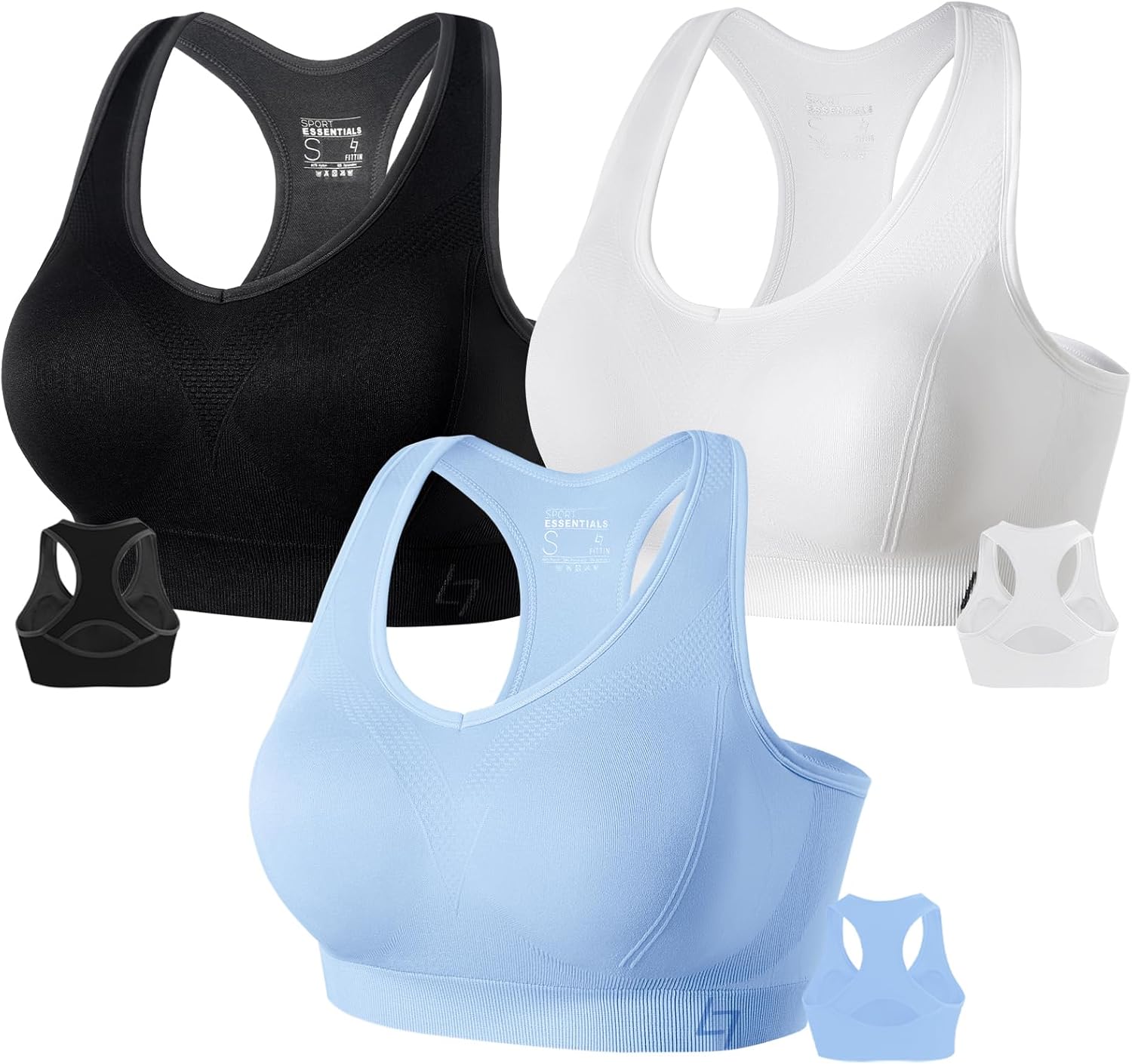 FITTIN Racerback Sports Bras, Special Padded Seamless Support Bra for Yoga, Inno...