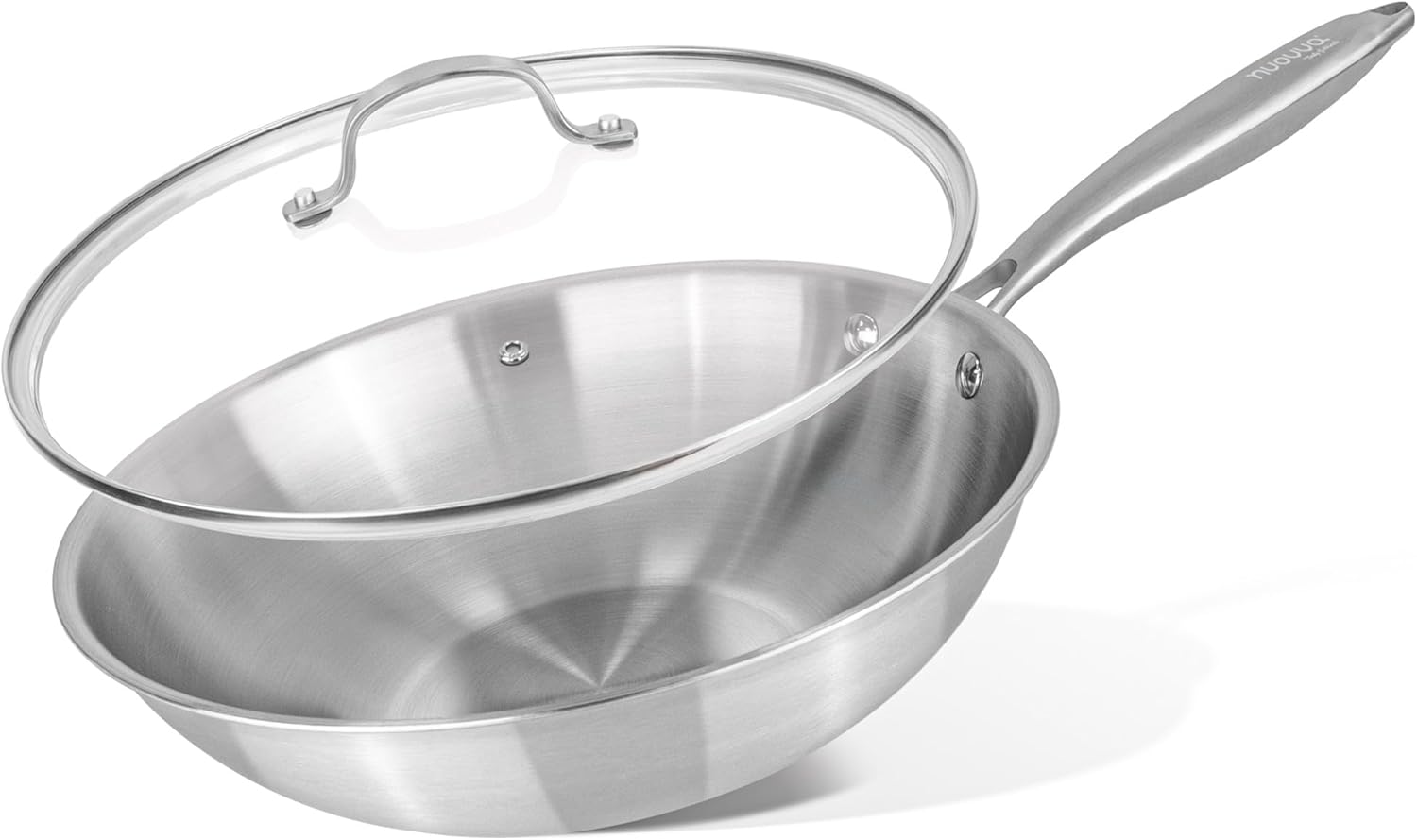 nuovva Stainless Steel Wok Non Stick – Induction Deep Stir Fry Pan – 28cm Frying...