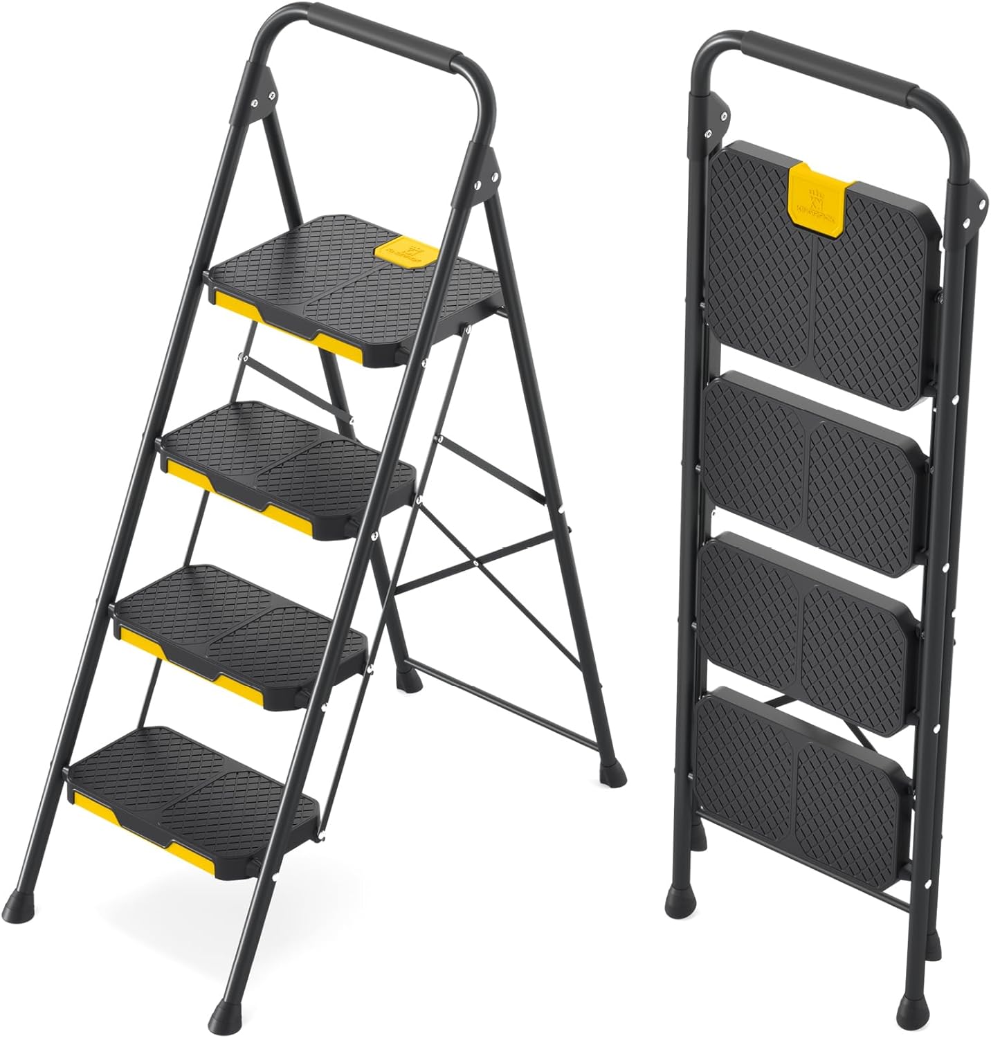 KINGRACK 4 Step Ladder, Step Ladder 4 Step Folding with Anti-Slip Wide Pedal and...