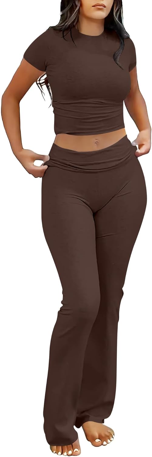 ANRABESS Lounge Sets for Women, Special 2 Piece Yoga Flare Leggings and Crop Top...